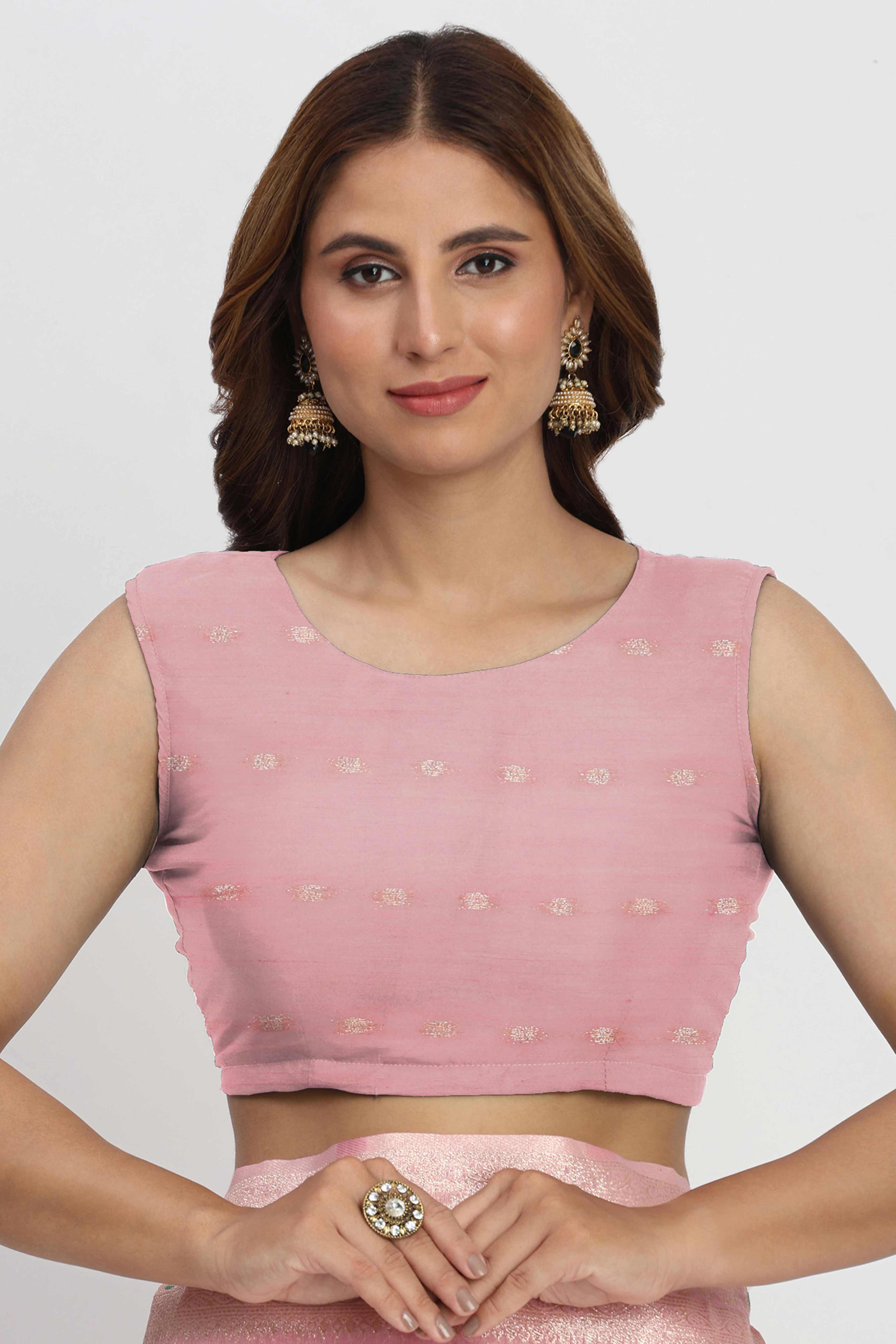 Floral Zari Weaving Brings Regal Beauty To This Light Pink Linen Cotton Saree With Tassel Accents - Image 8