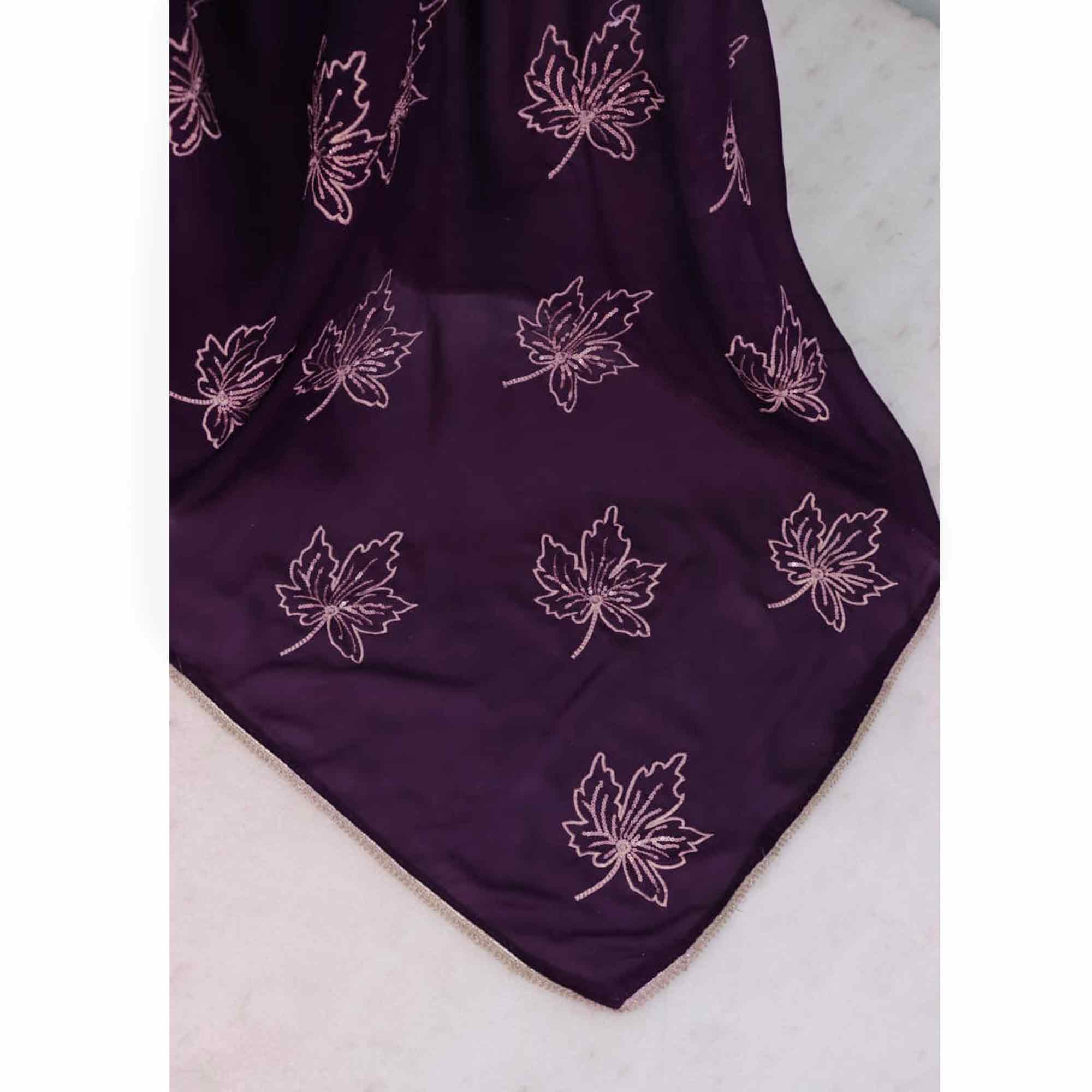Glamorous Purple Sequin Embellished Saree in Premium Vichitra Silk - Image 8