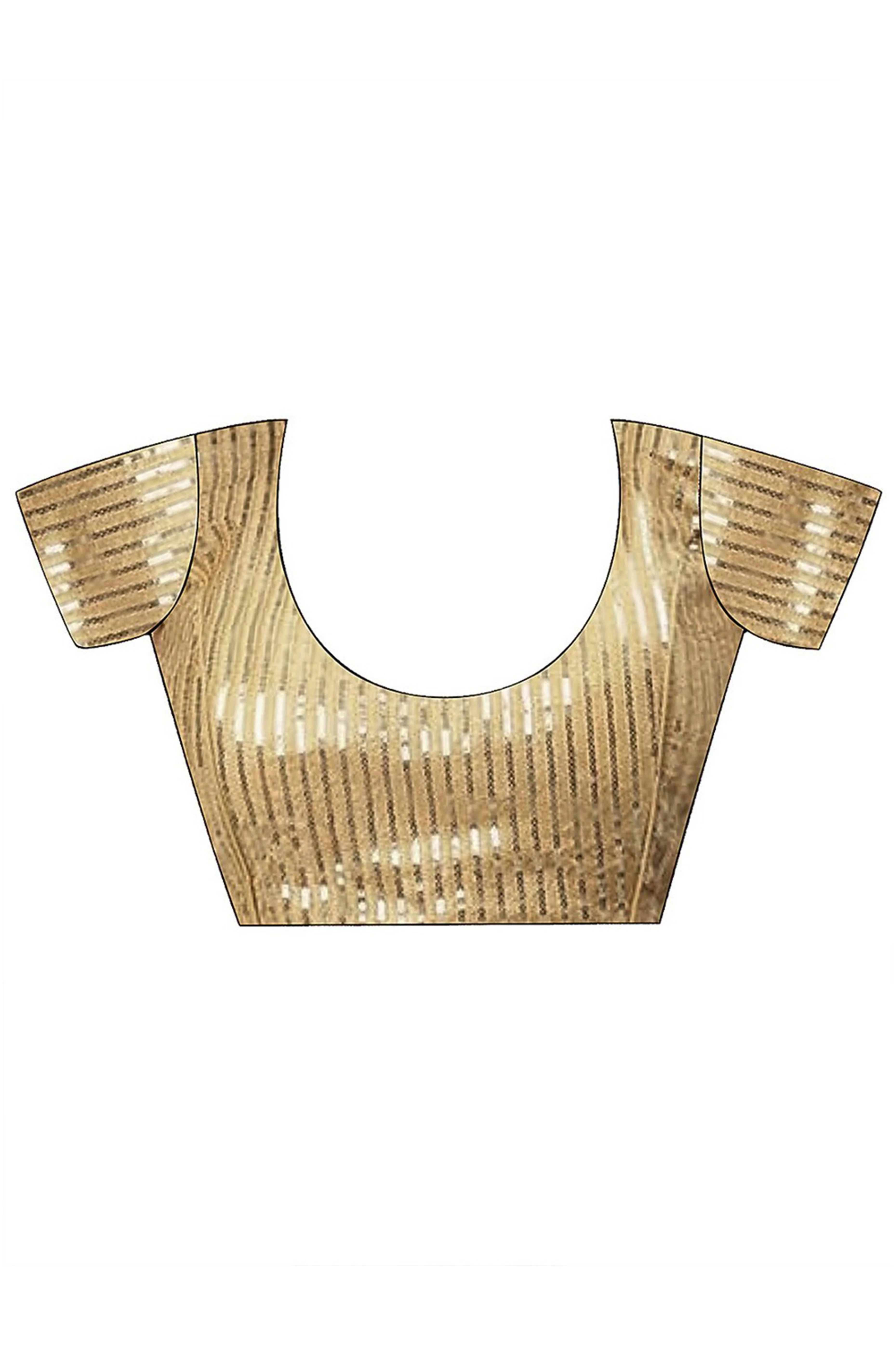 Golden Brown Solid Tissue Jimmy Choo Saree With Sequins Embroidered Cut Work Lace - Image 7