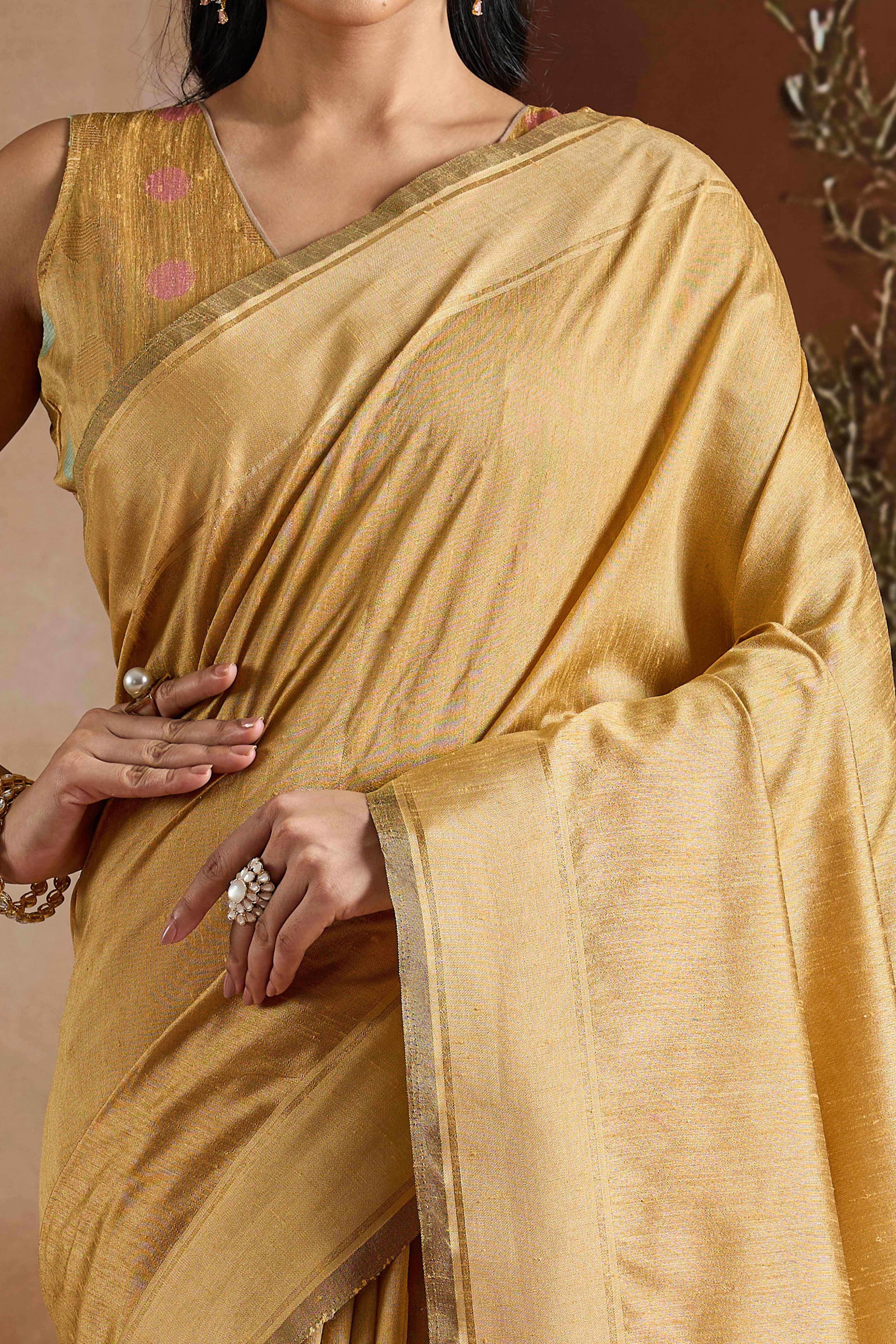 Graceful Chikoo Zari Woven Bhagalpuri Silk Saree Accented With Tassel Pallu - Image 2