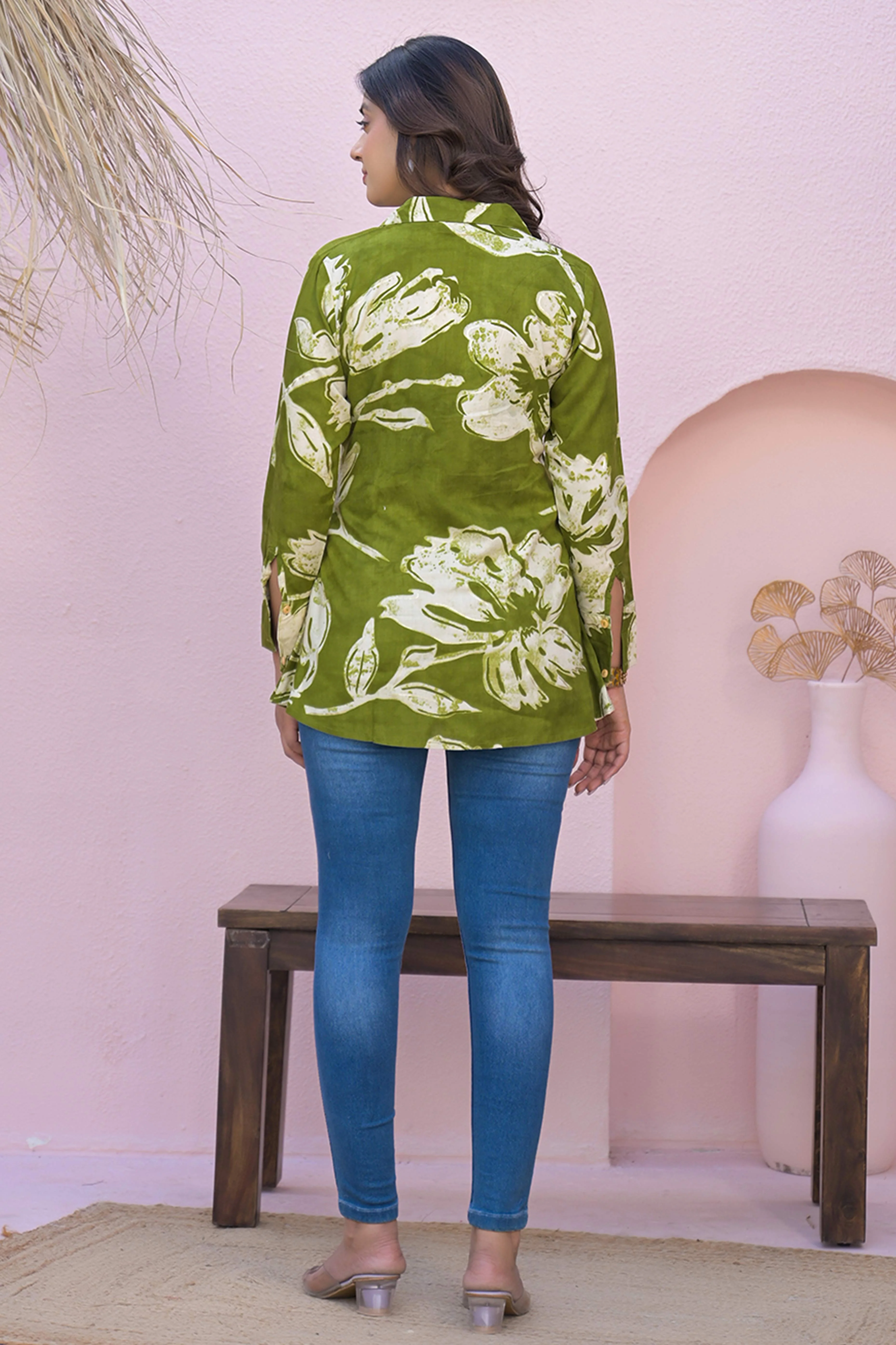 Graceful Green Rayon Straight Top With A Charming Floral Print - Image 8