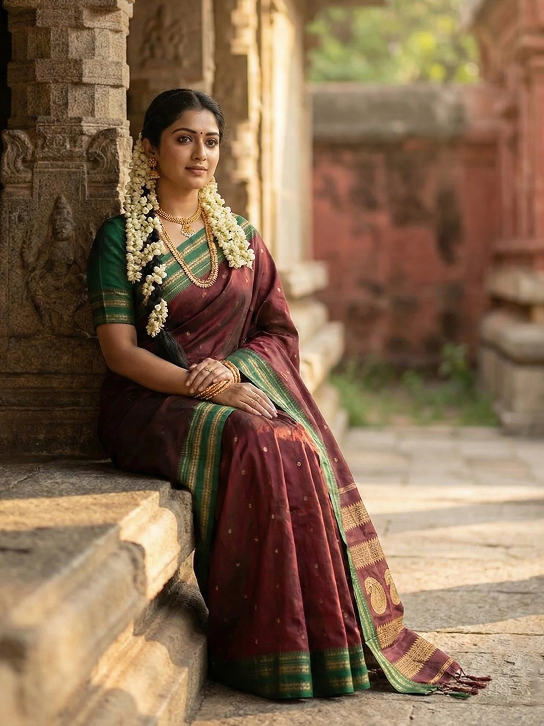 Graceful Maroon Woven Silk Blend Saree With Paisley Pattern Pallu & Decorative Tassels - Image 4