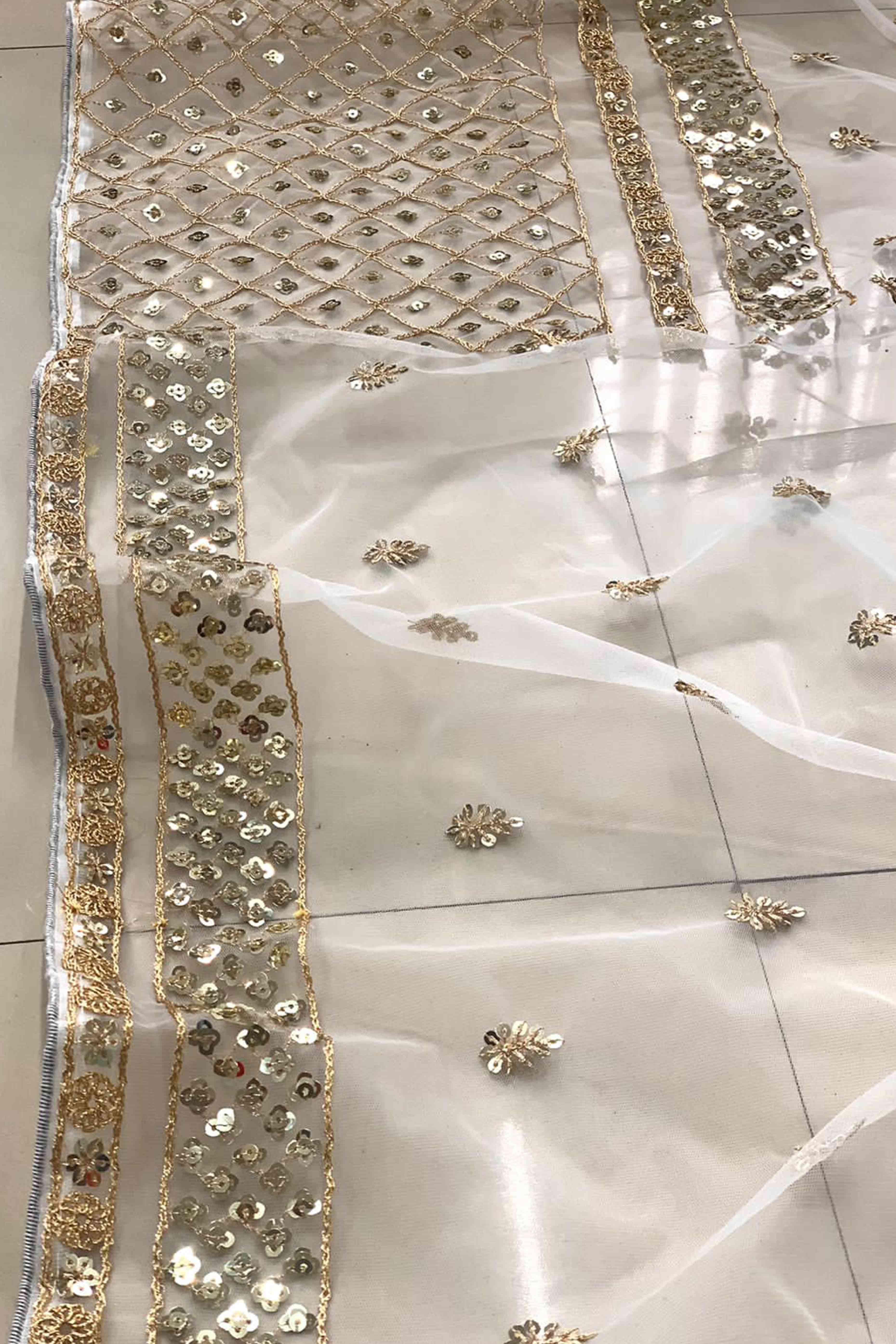 Graceful Off White Sequins Embellished Net Saree for Partywear - Image 10