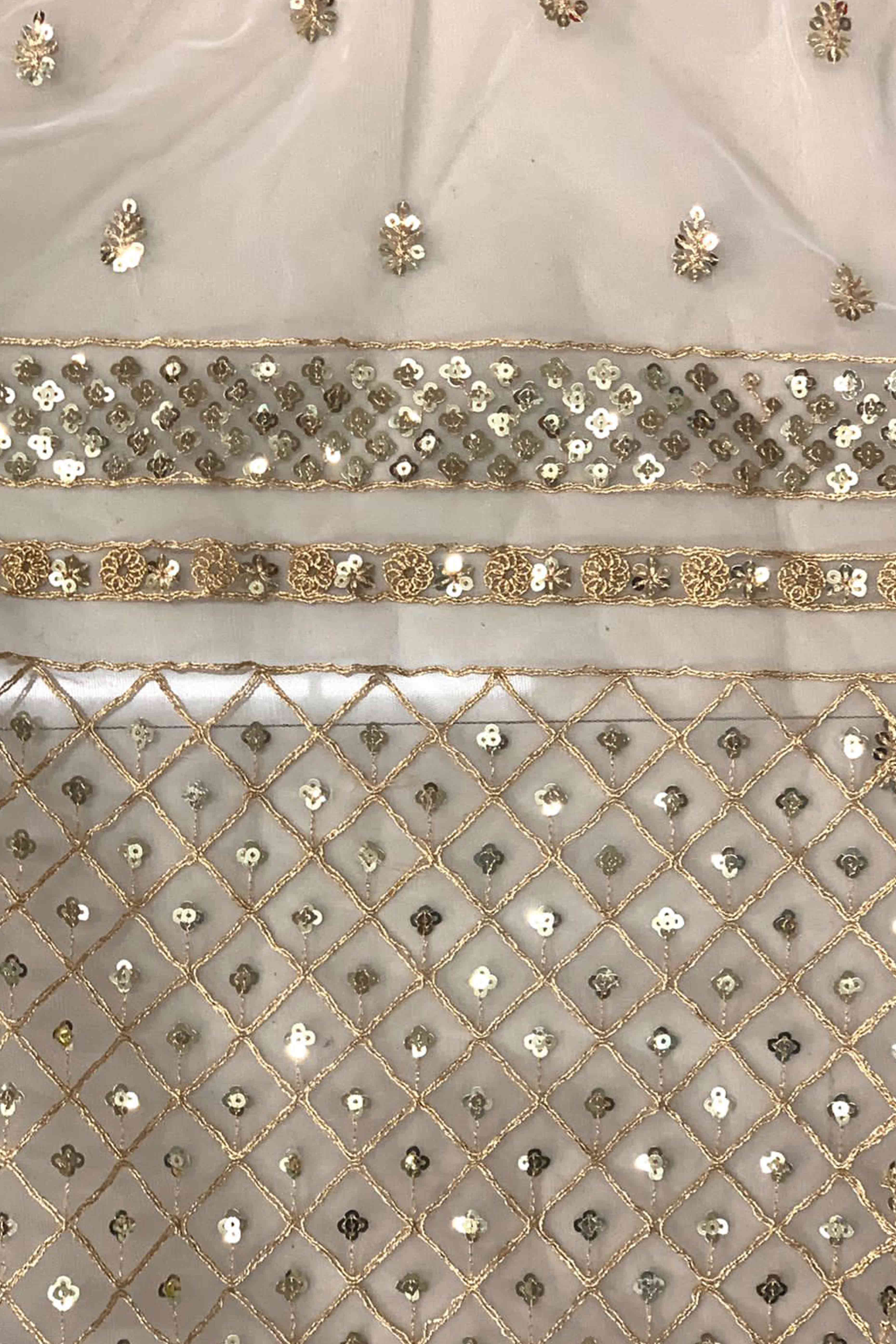 Graceful Off White Sequins Embellished Net Saree for Partywear - Image 8