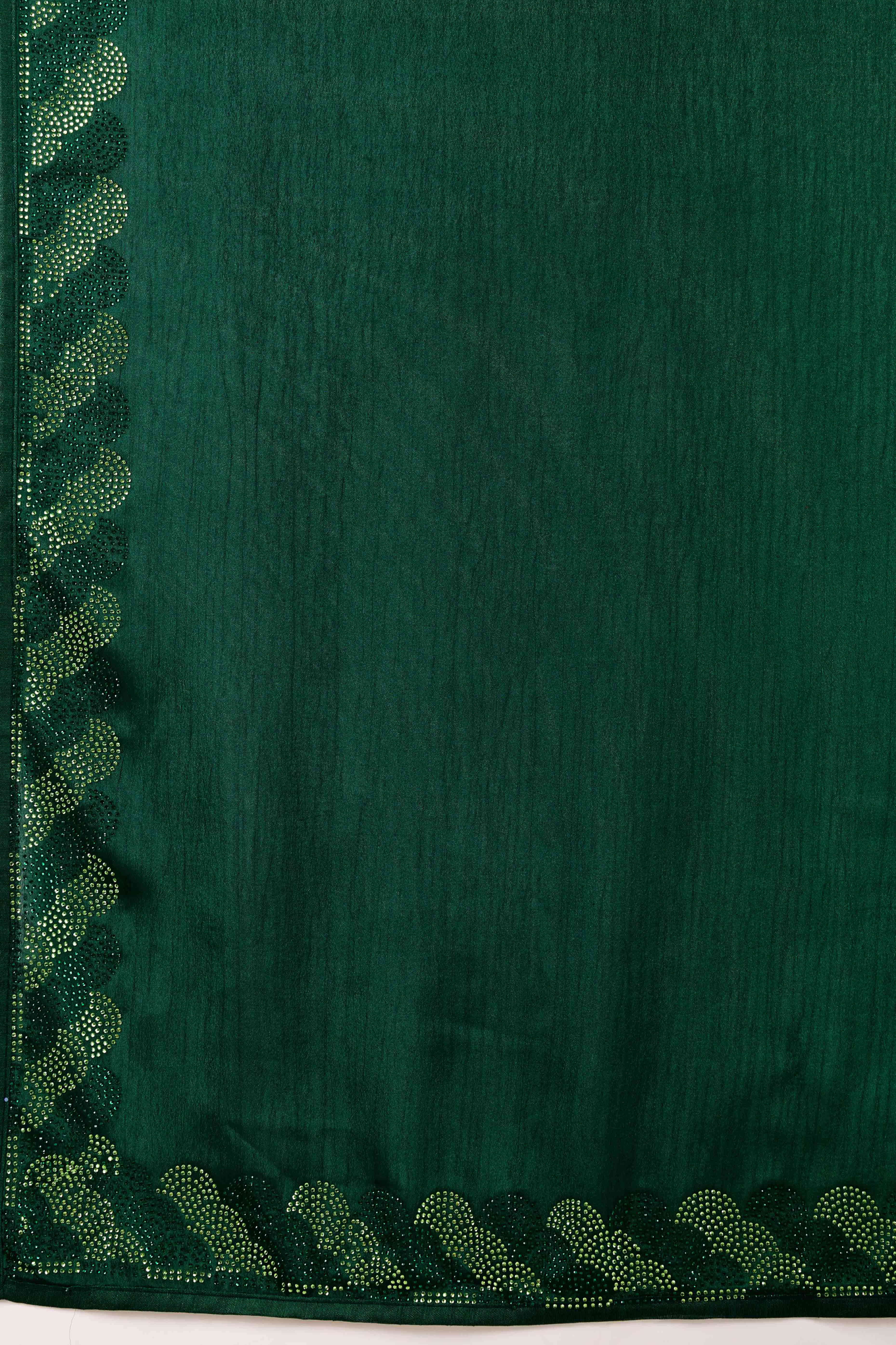 Green Dual Tone Swarovski Work Chinon Ombre Saree - Image 7