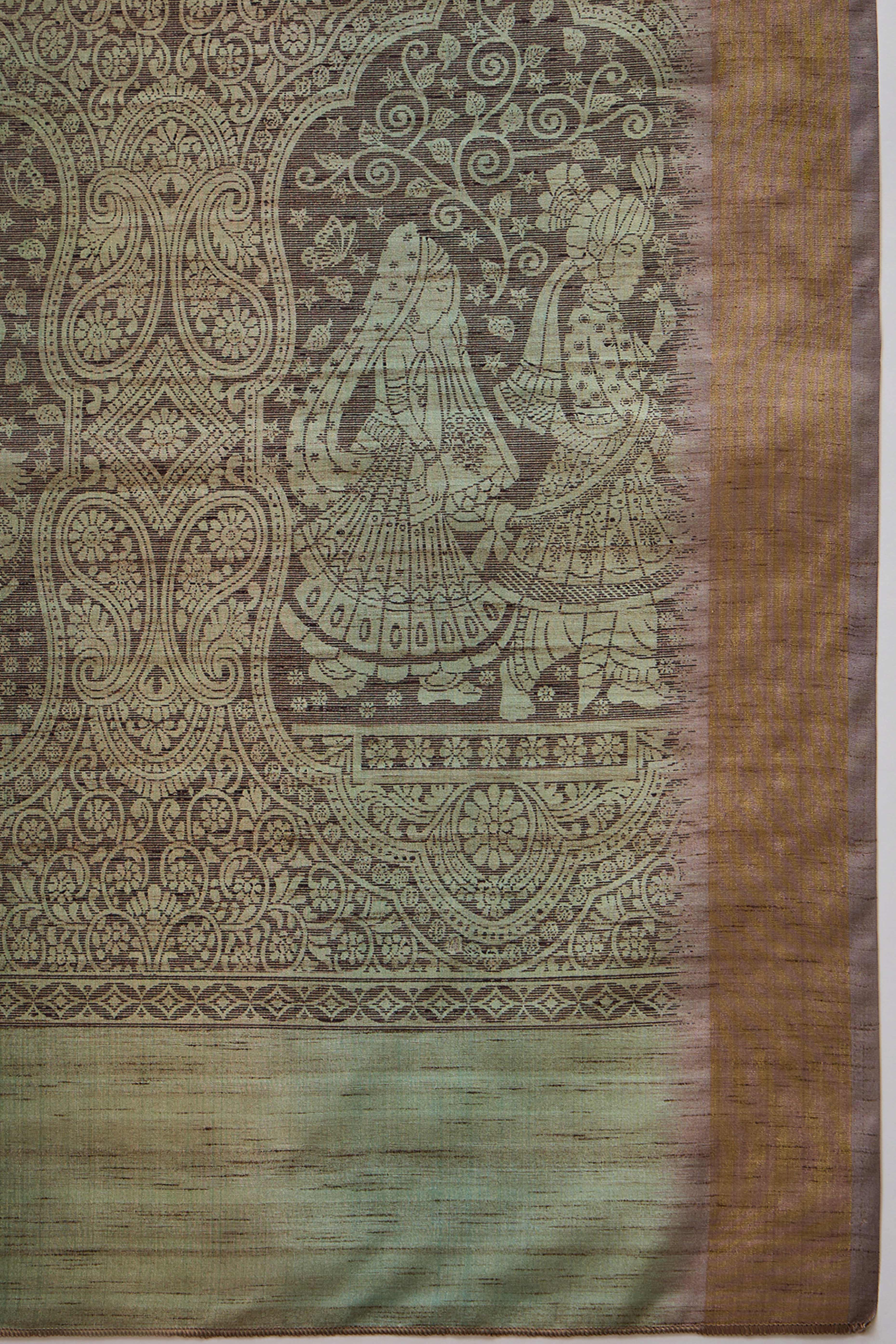 Green Festive Wear Art Silk Saree Featuring Intricate Floral Weaving - Image 9