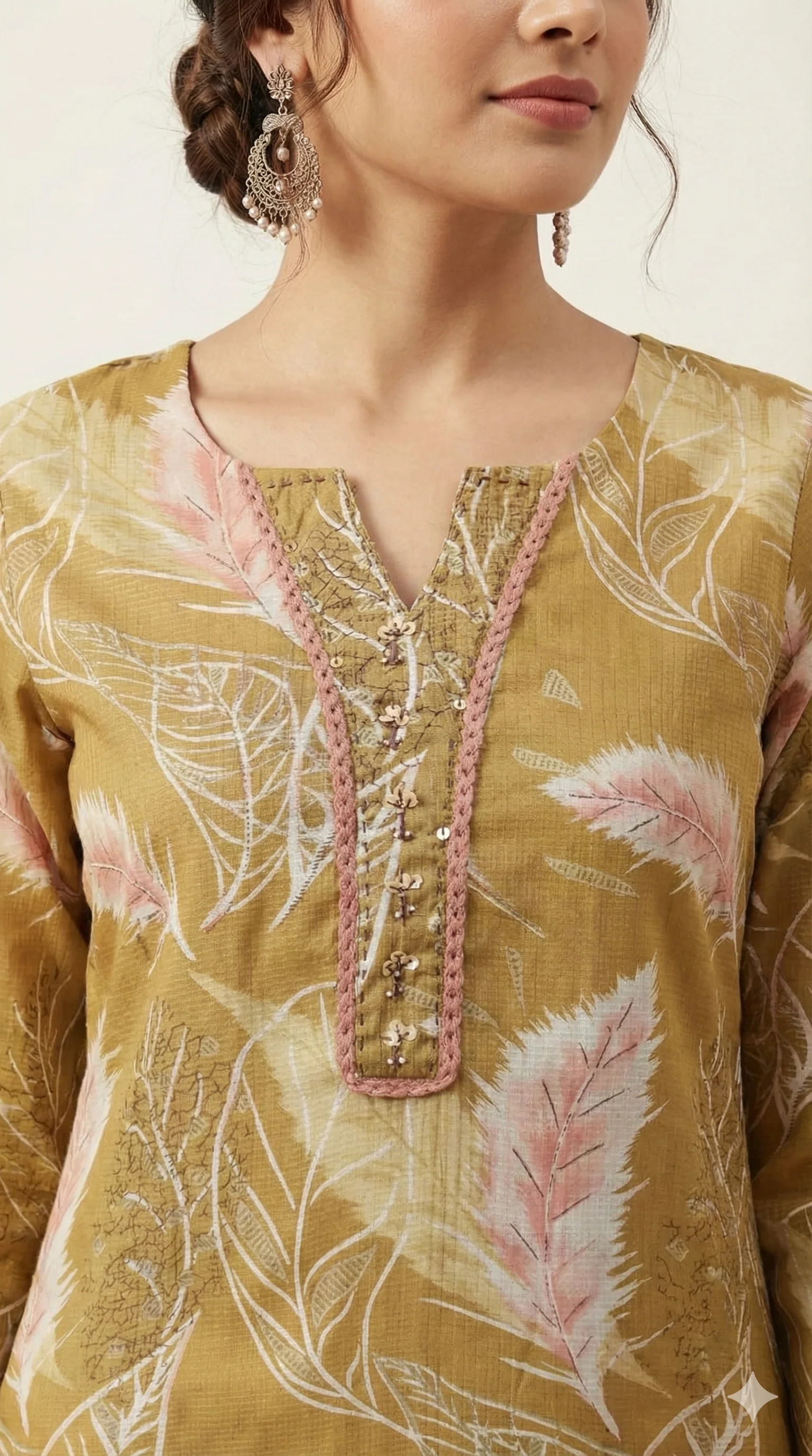 Green Floral Print Viscose Blend Straight-Fit Kurti for Comfortable Casual Styling - Image 2