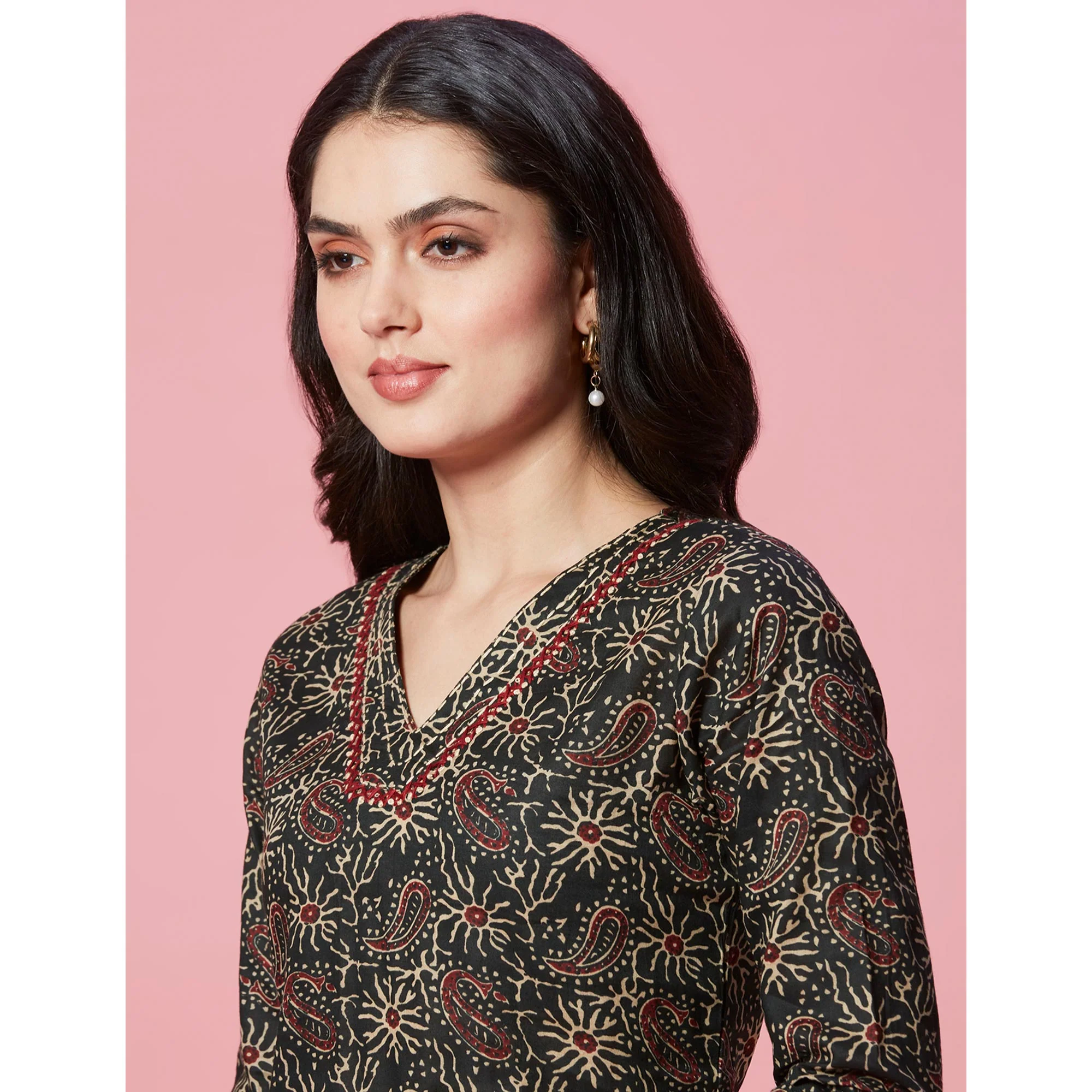 Green Floral Printed Pure Cotton Straight Kurti - Image 8