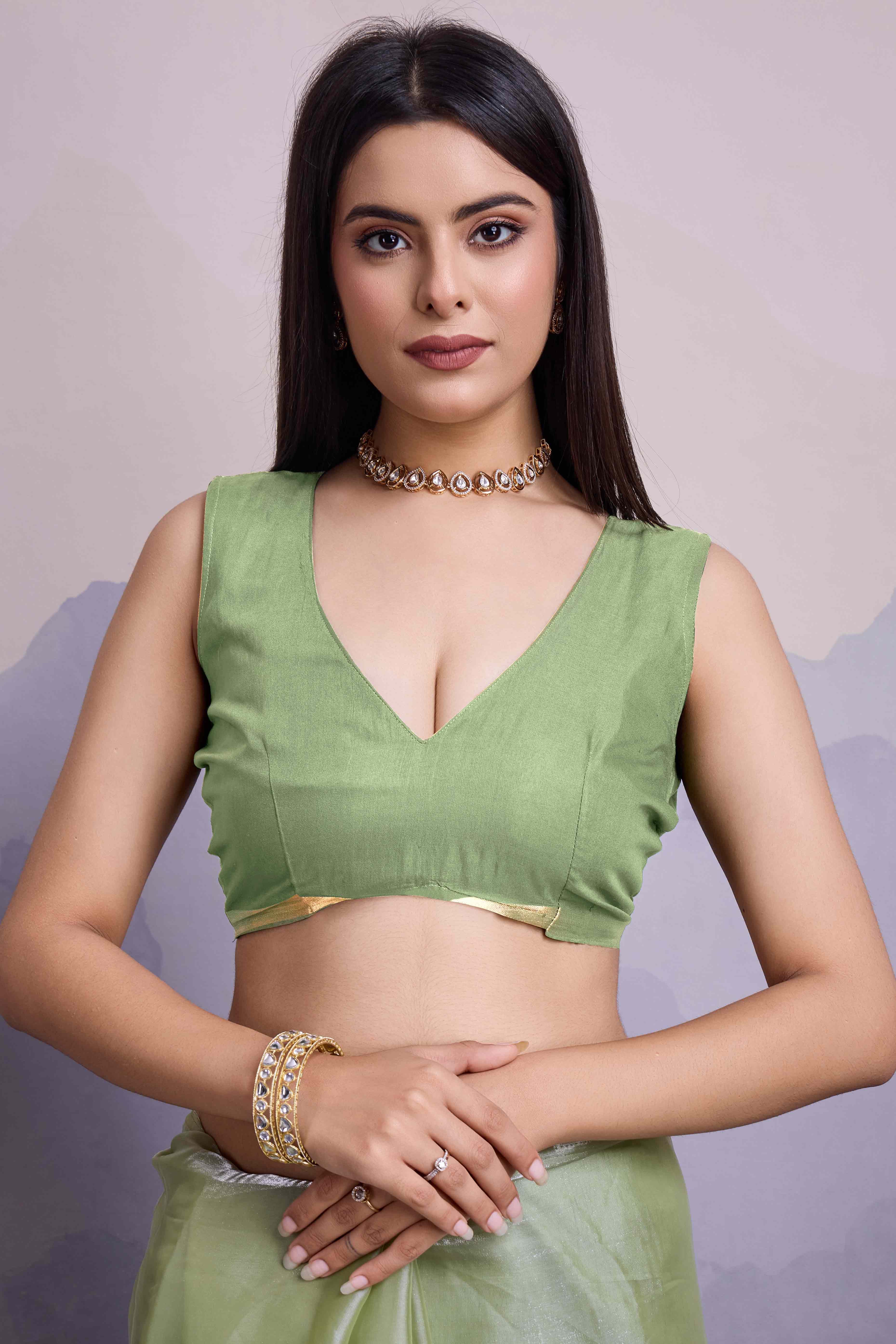Green Floral Sequins Embroidered Jimmi Choo Zoya Silk Saree - Image 7