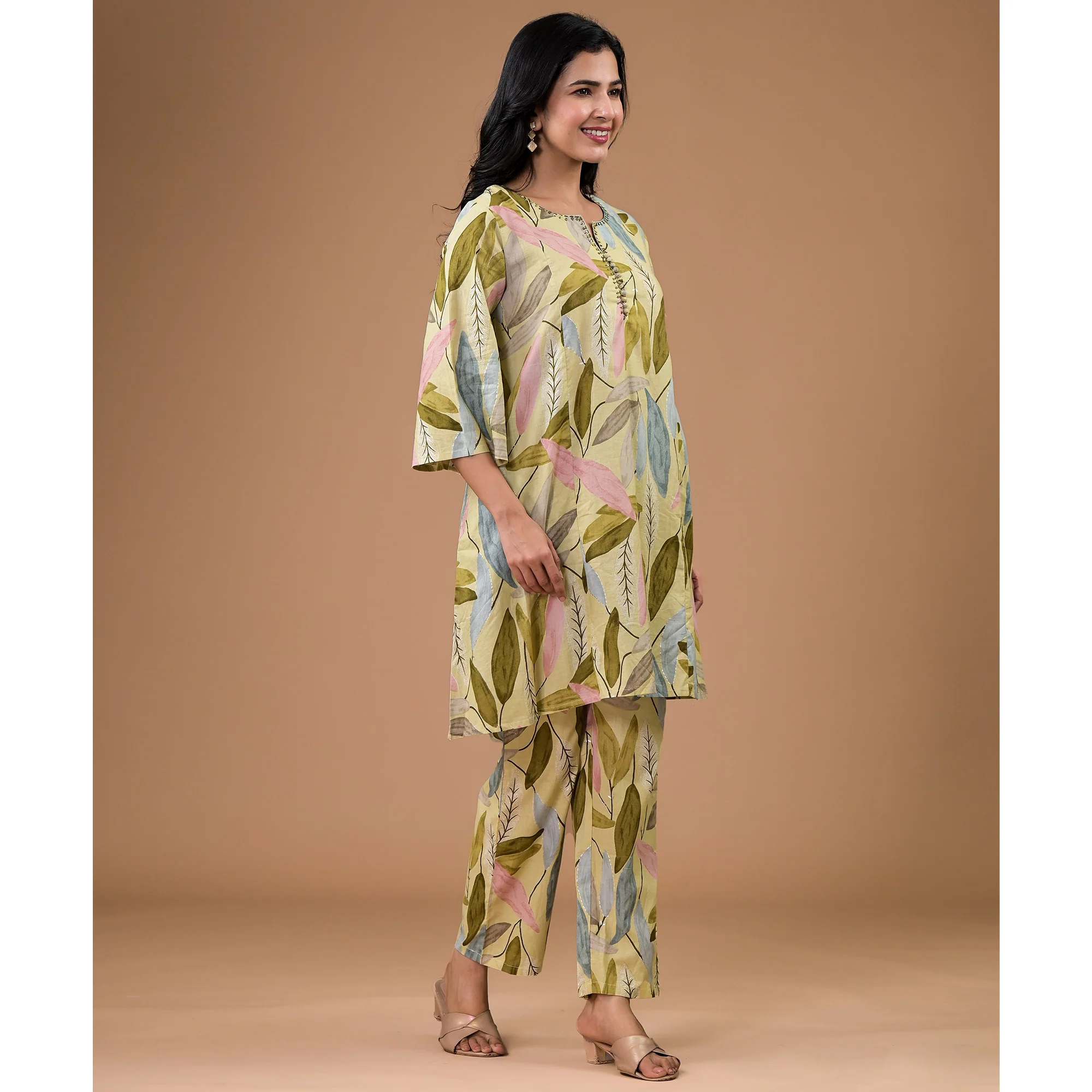 Green Printed Pure Cotton Co-ord Set - Image 5