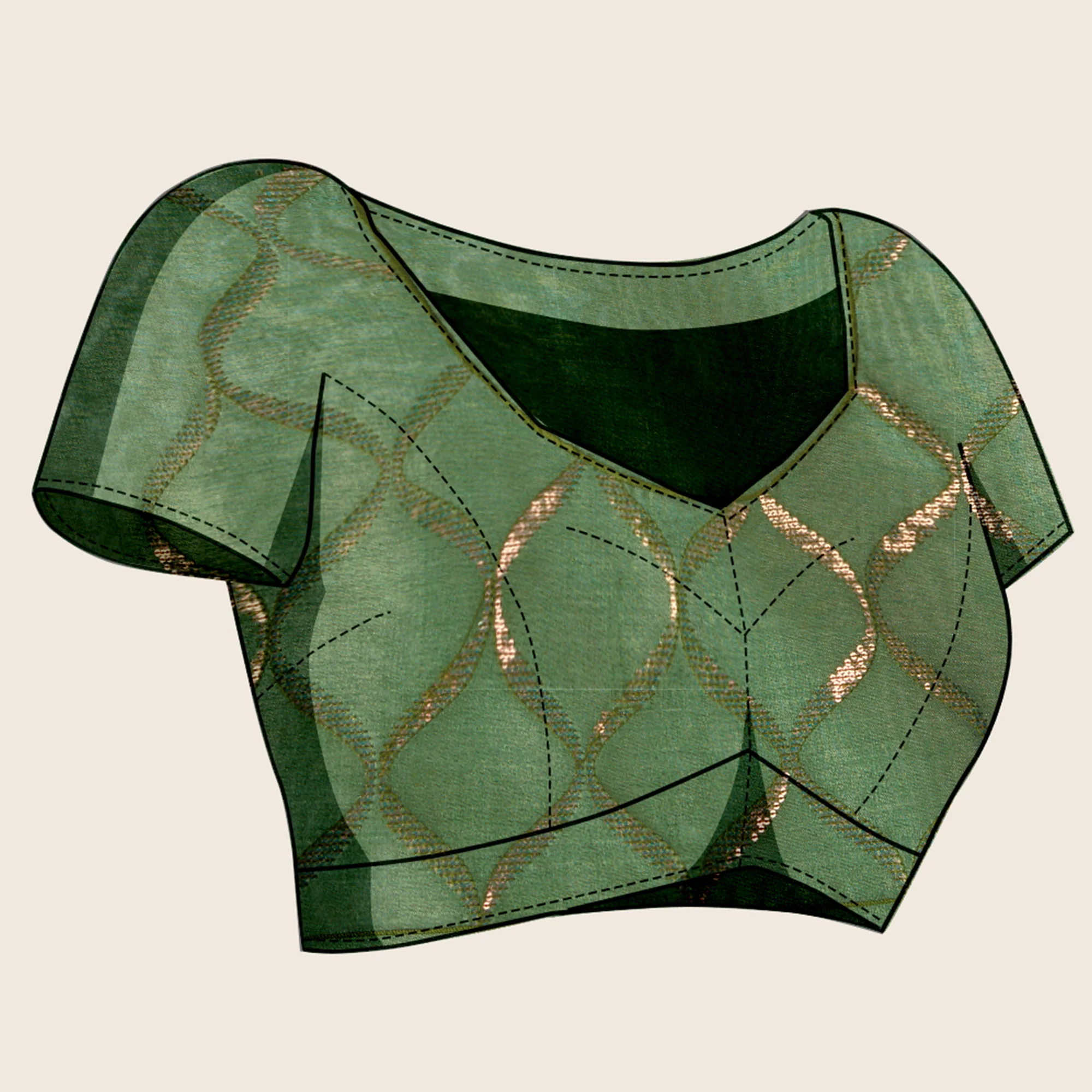 Green Sequins Embroidered Georgette Saree - Image 9