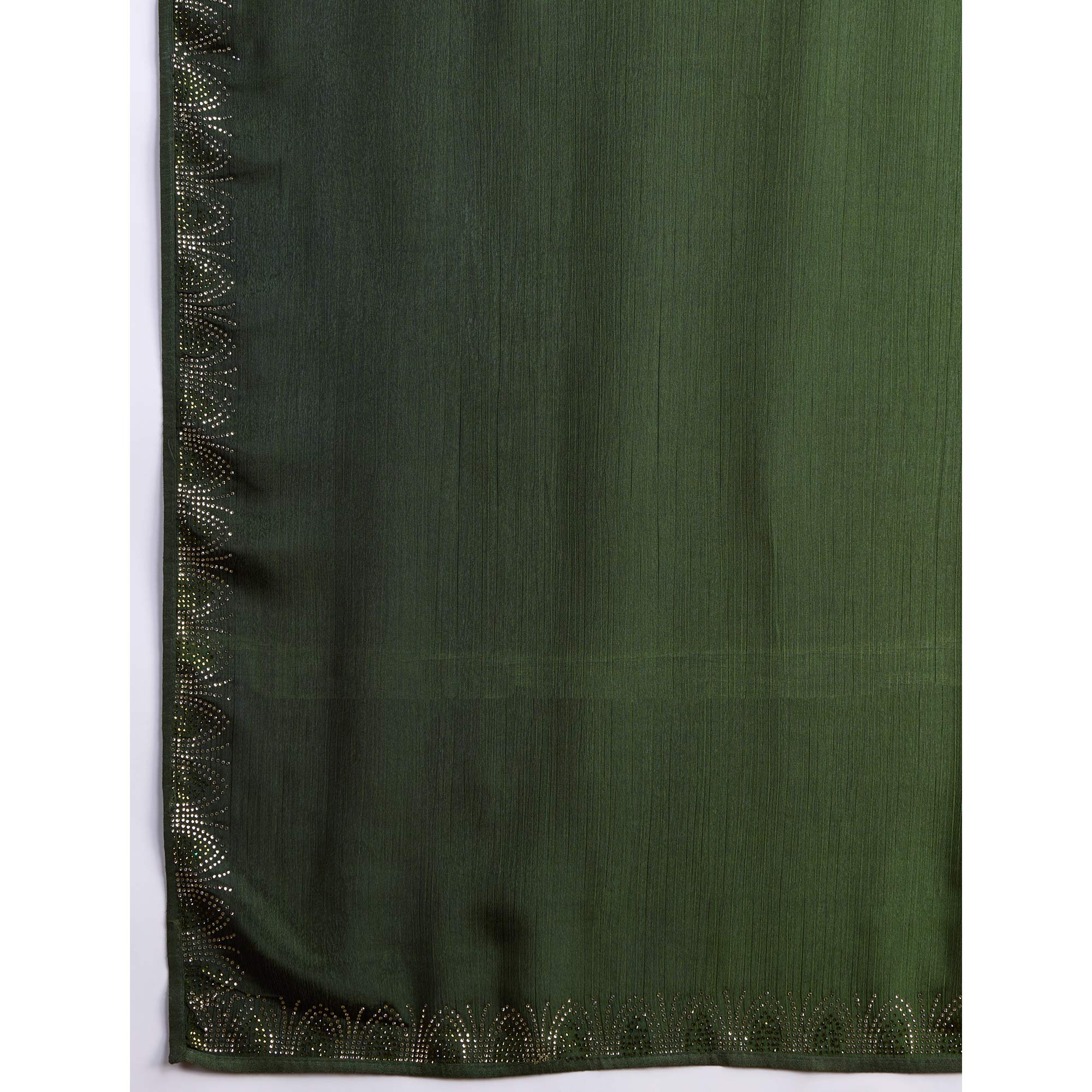Green Swarovski Border Work Chinon Ombre Saree - Image 10