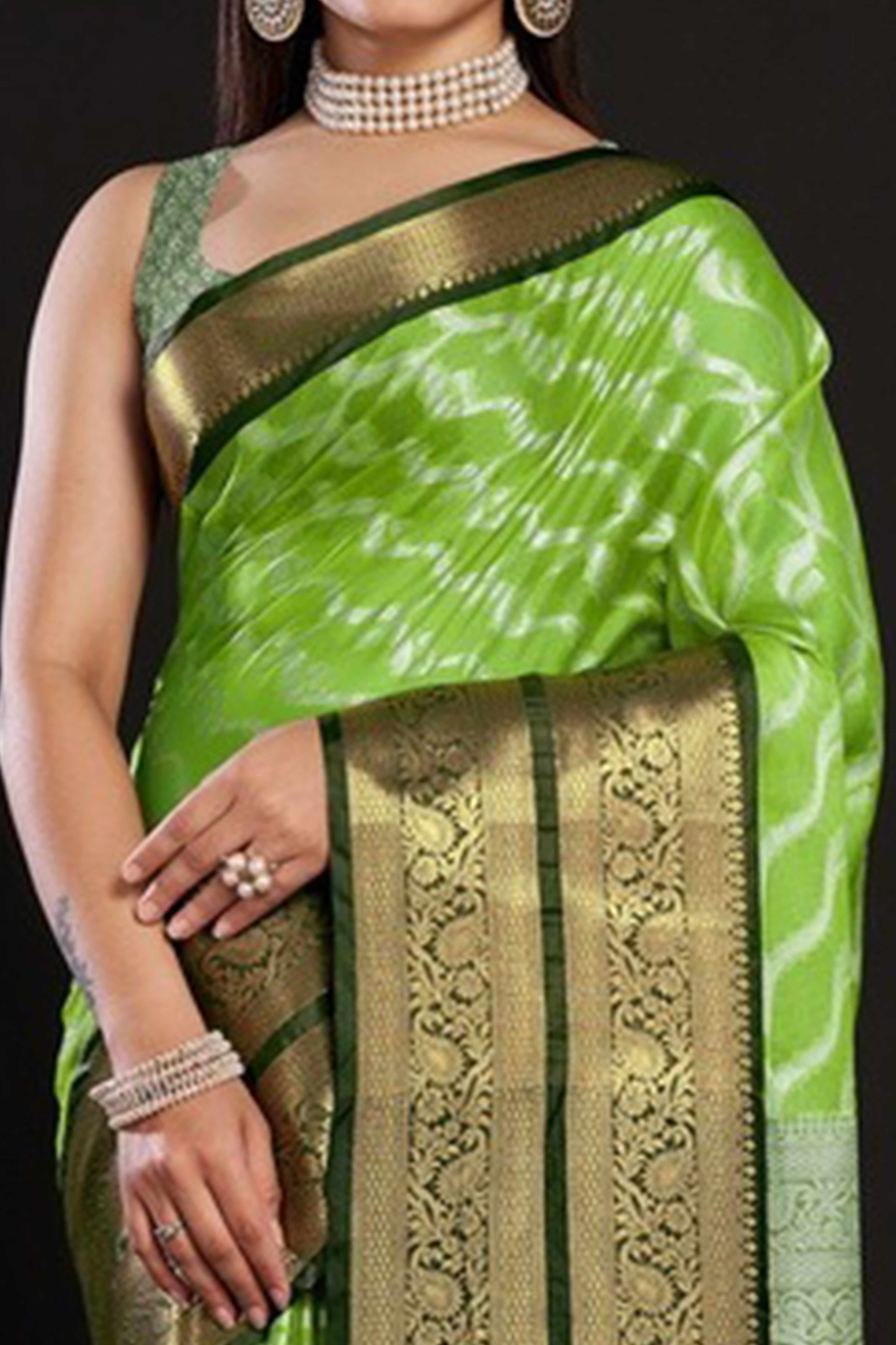 Green Zari Weaving Kanjivaram Silk Saree - Image 2