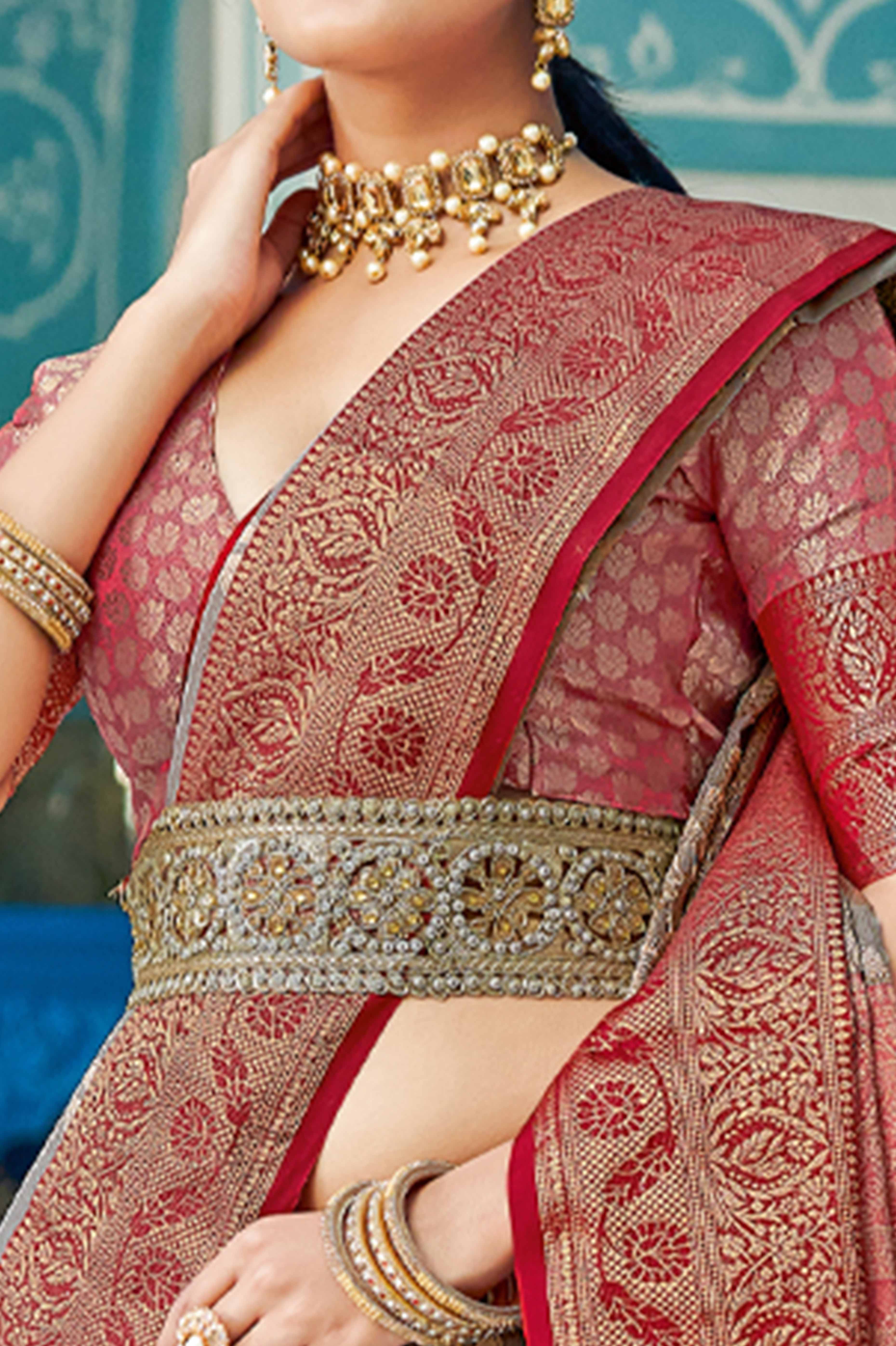 Grey Saree Featuring Exquisite Floral Zari Weaving On Linen Cotton - Image 2