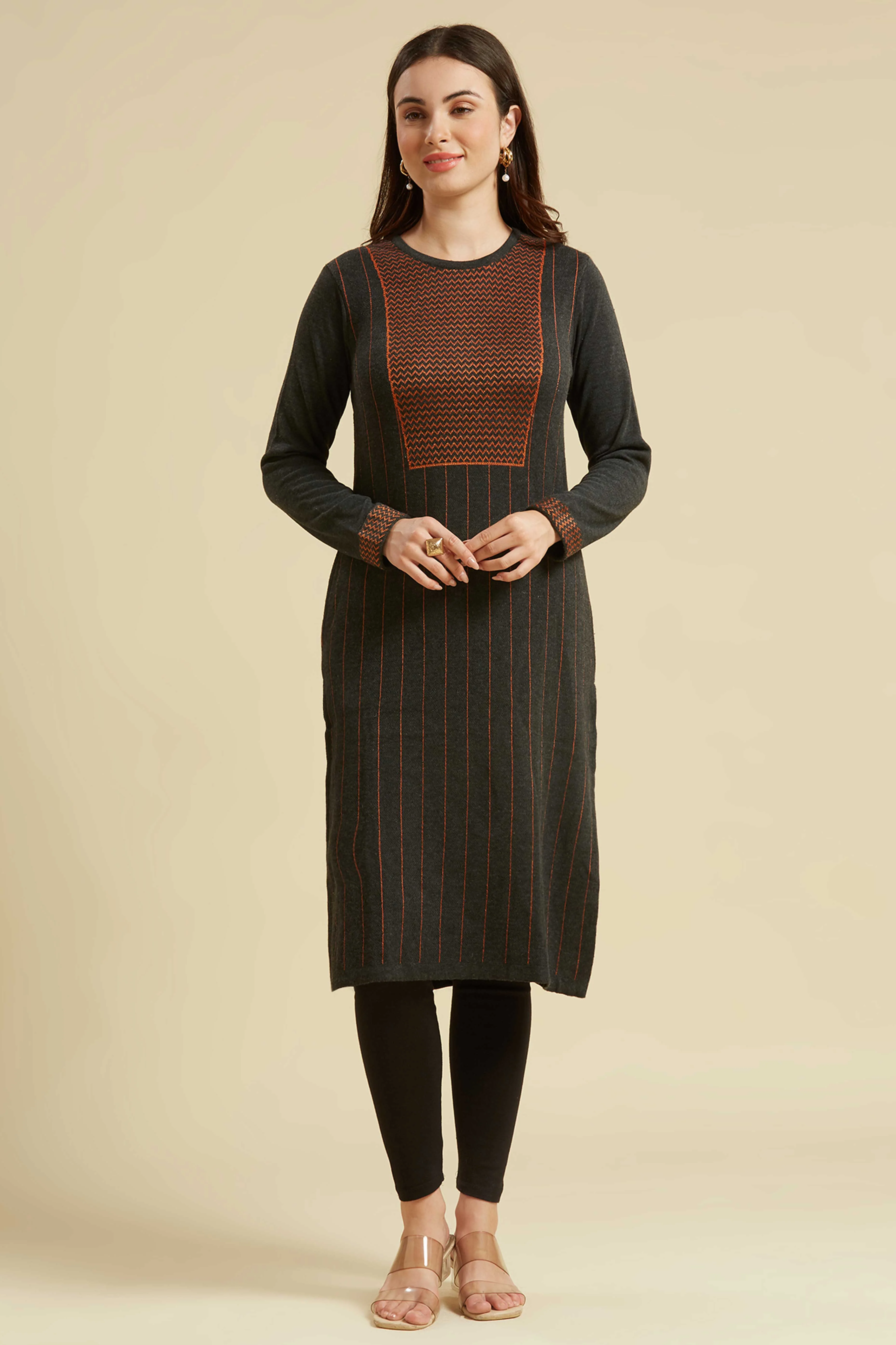 Grey Woolen Straight Kurti - Image 6