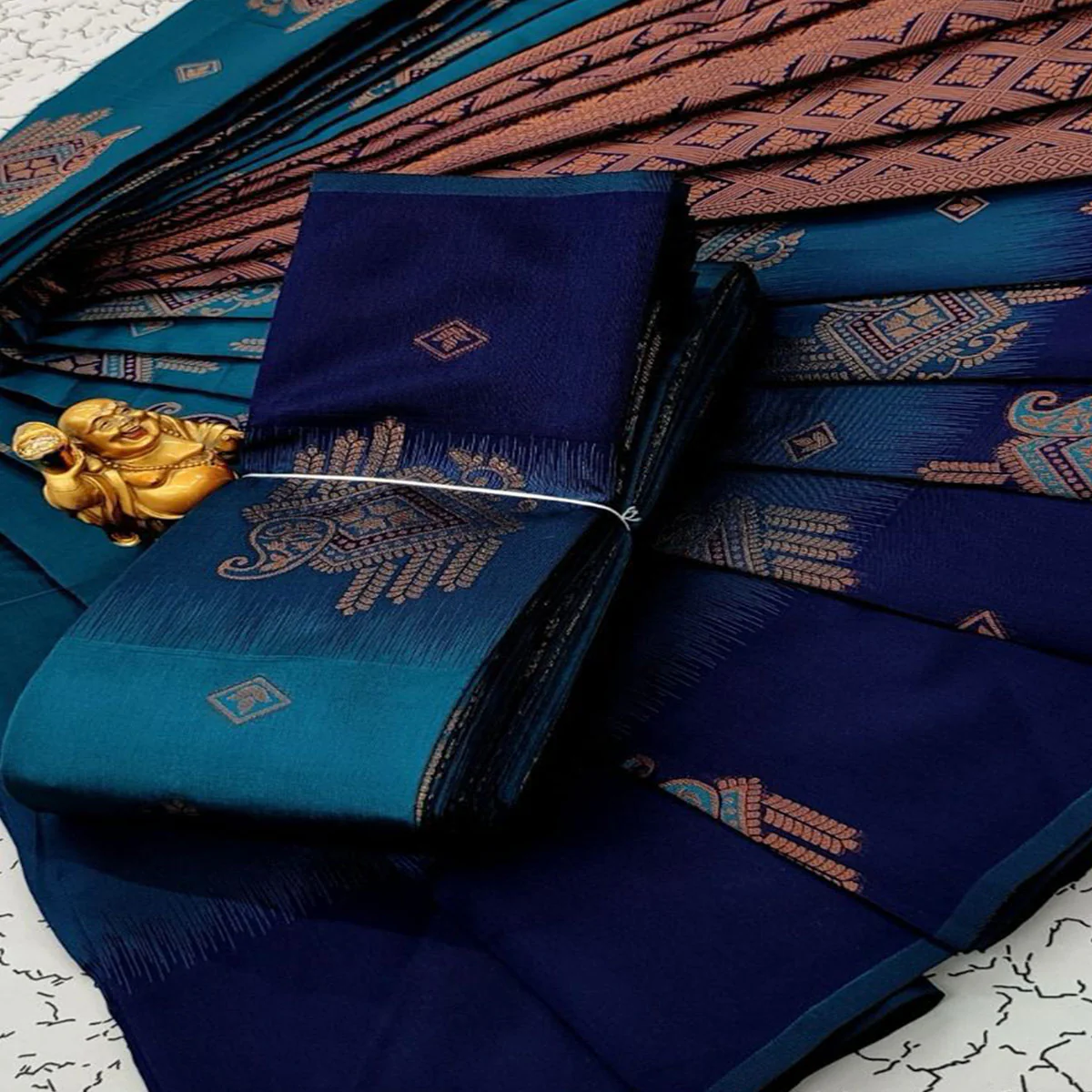 Light Blue Classic Tissue Silk Saree with Zari Weaving - Image 2