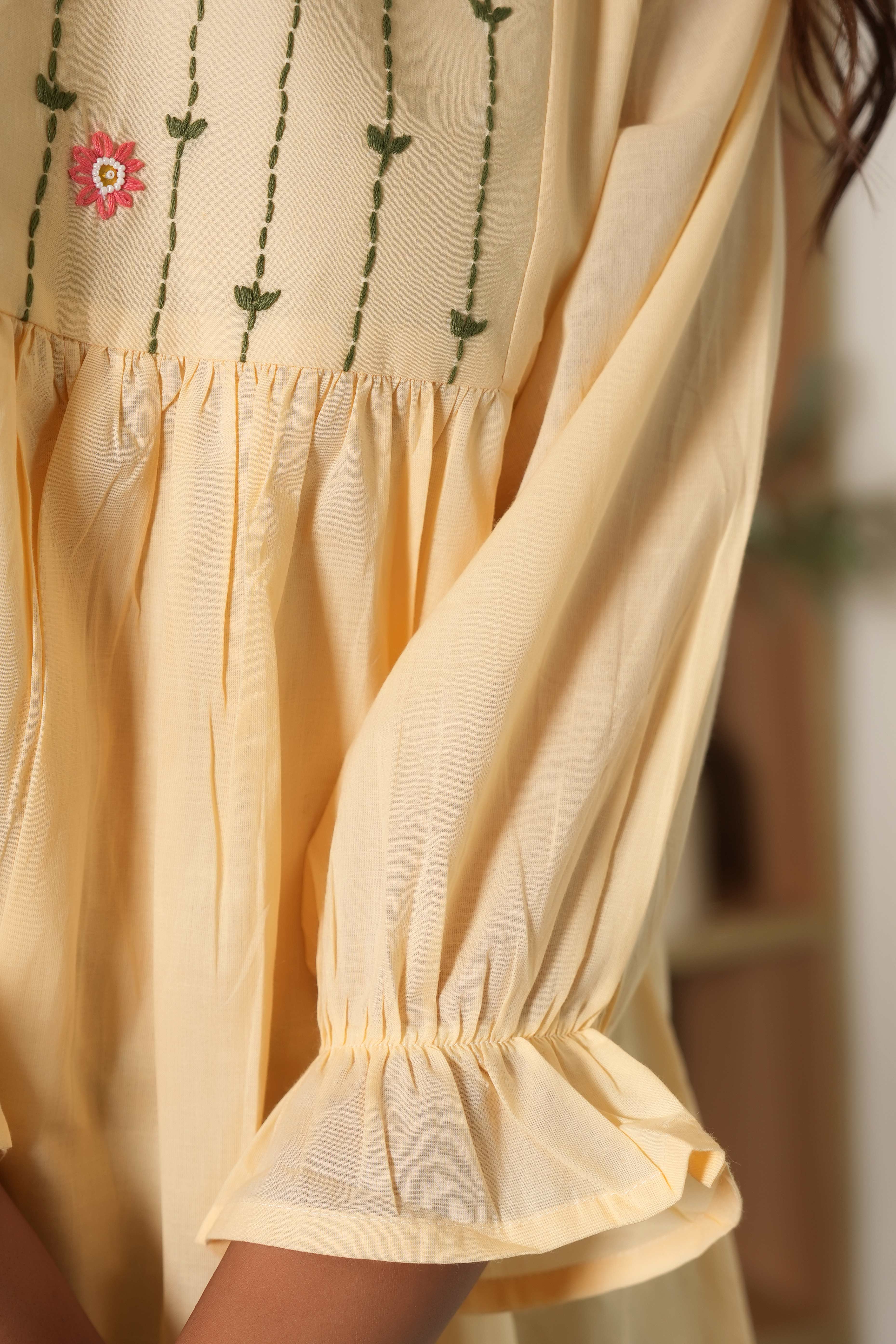 Light Peach A-Line Embroidered Tunic Top in Pure Cotton for Effortless Style - Image 8
