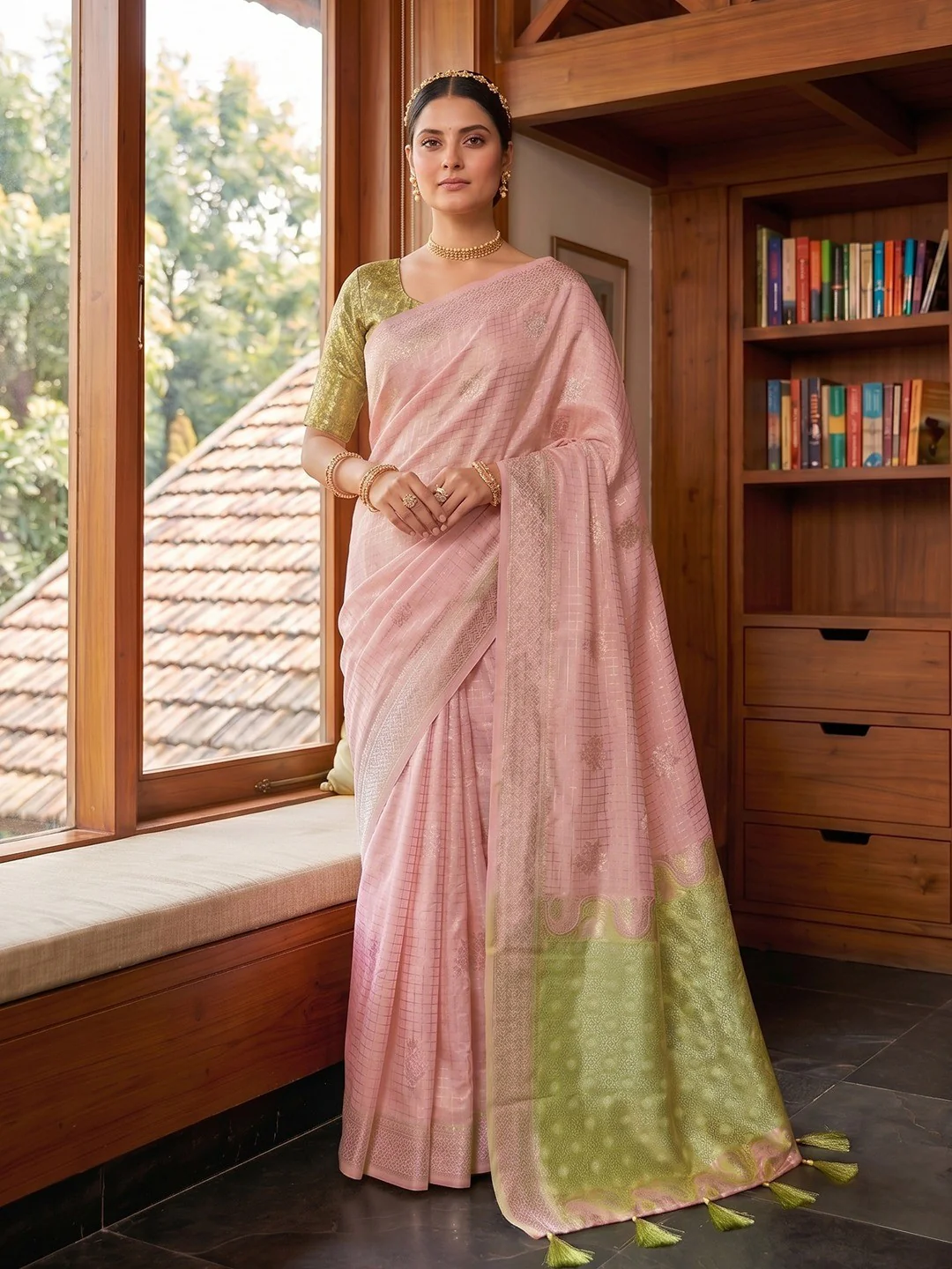 Light Pink Cotton Silk Saree with Sophisticated Traditional Appeal