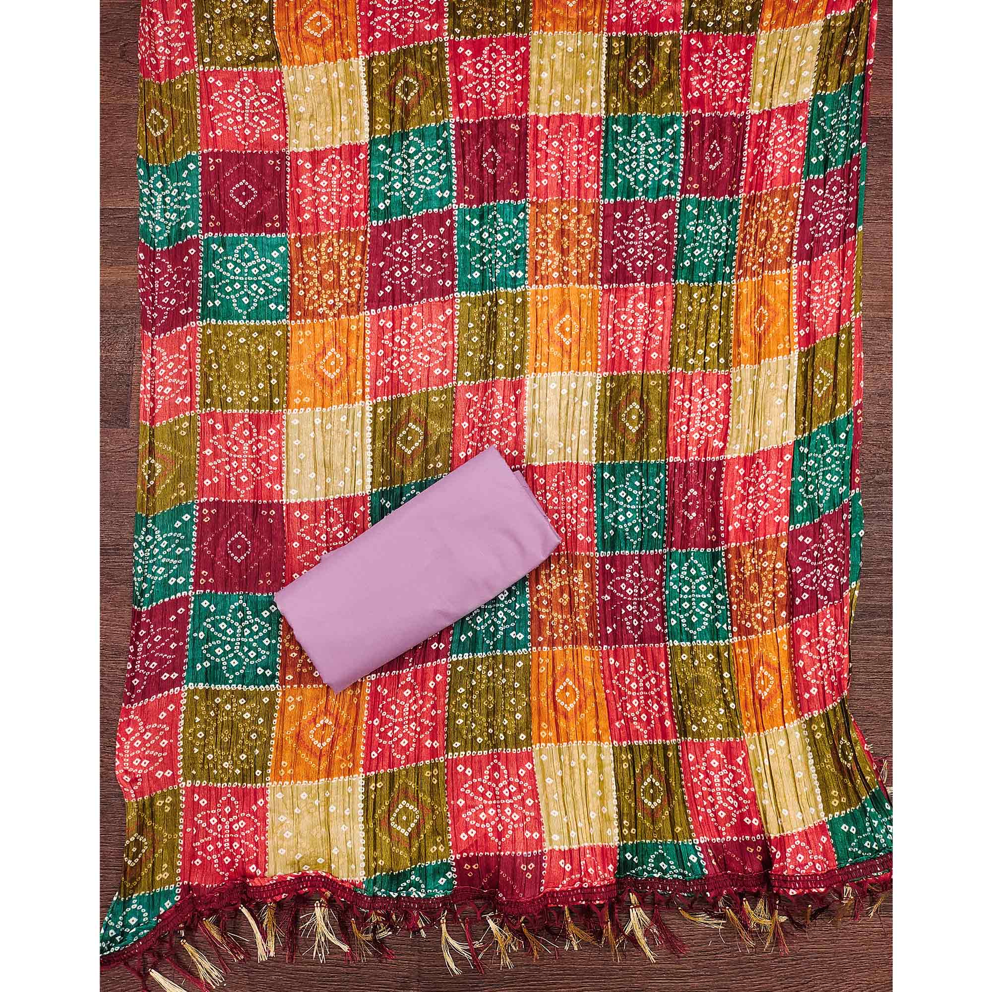 Light Purple Cotton Blend Suit Material with Soft Floral Embroidery - Image 6