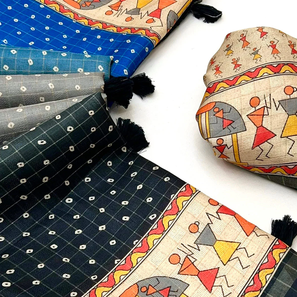 Lightweight Multicolor Maheshwari Cotton Silk Saree with Classic Bandhani Prints - Image 2