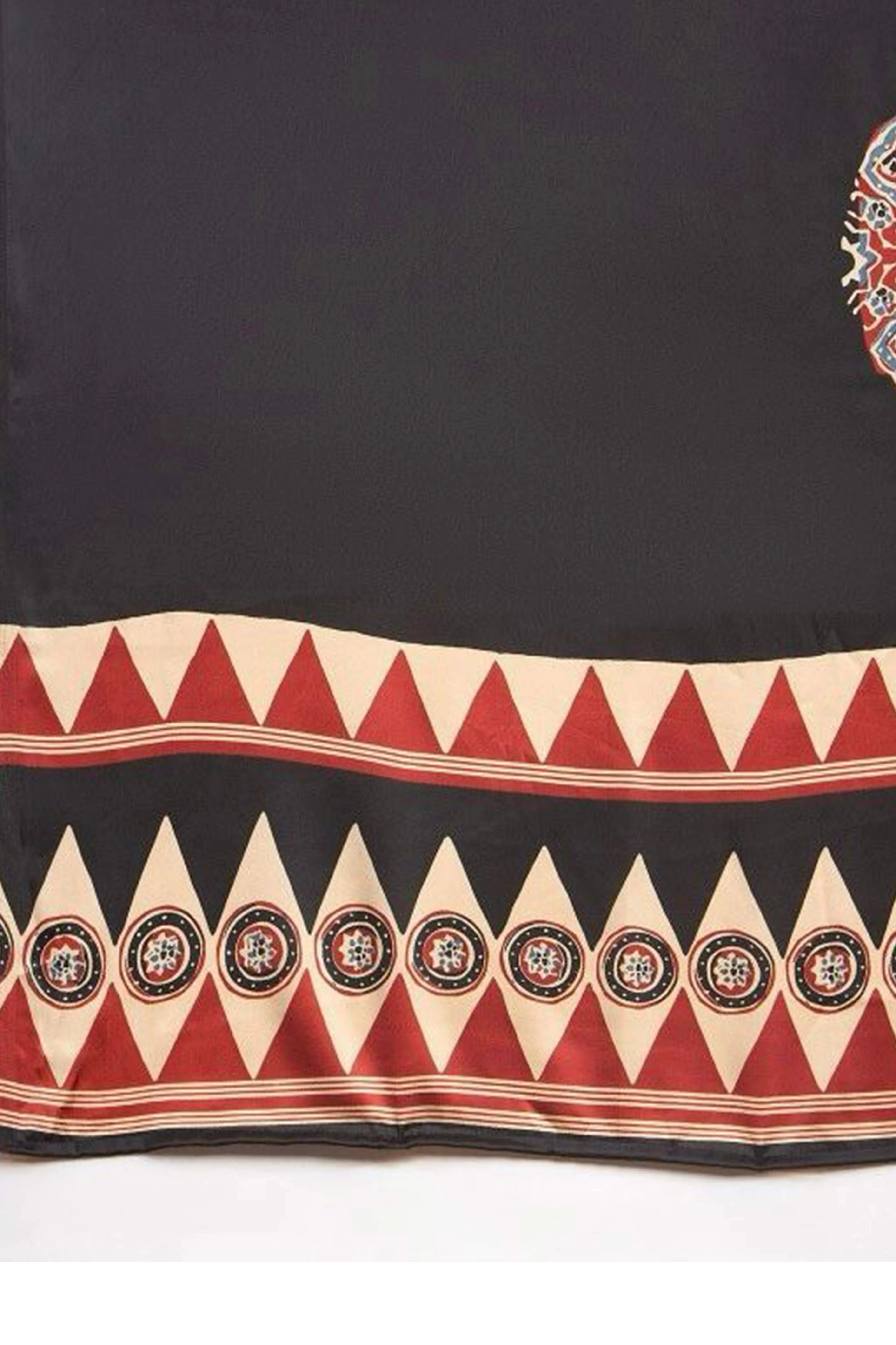 Maroon Ajrakh Print Satin Saree with Traditional Charm - Image 6
