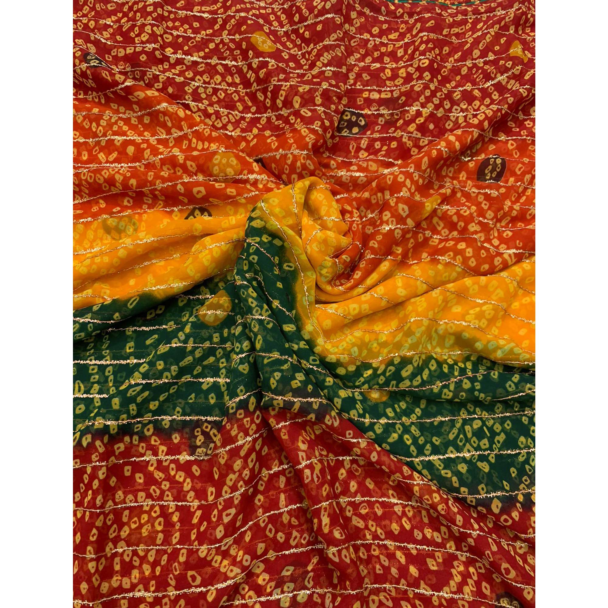 Multicolor Bandhani Printed Georgette Saree - Image 4