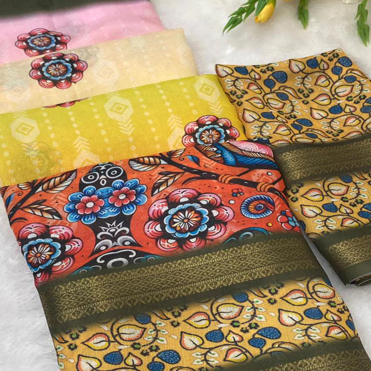 Multicolor Floral Moss Georgette Saree with Elegant Drape & Soft Texture - Image 2