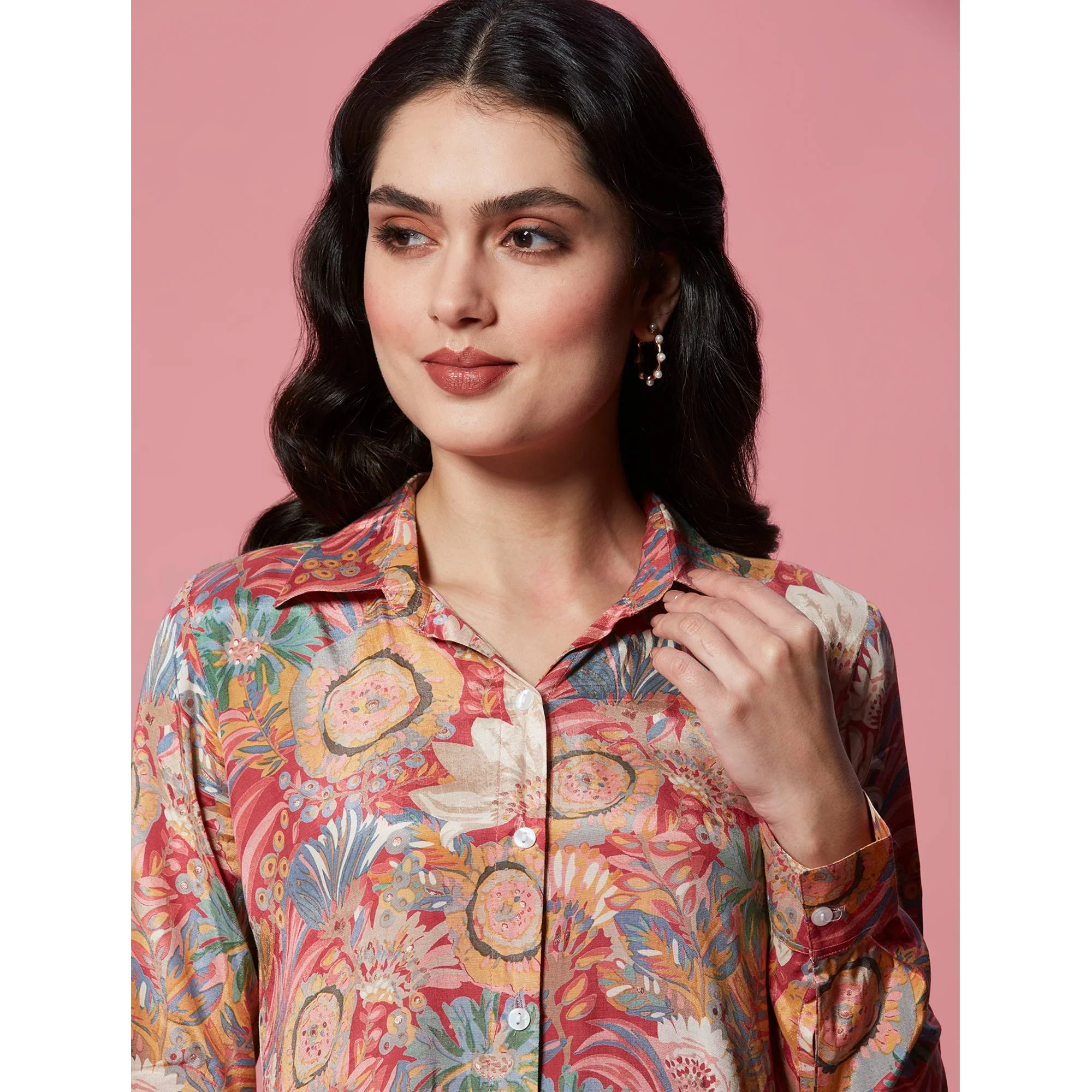 Multicolor Floral Printed Muslin Top - Image 8