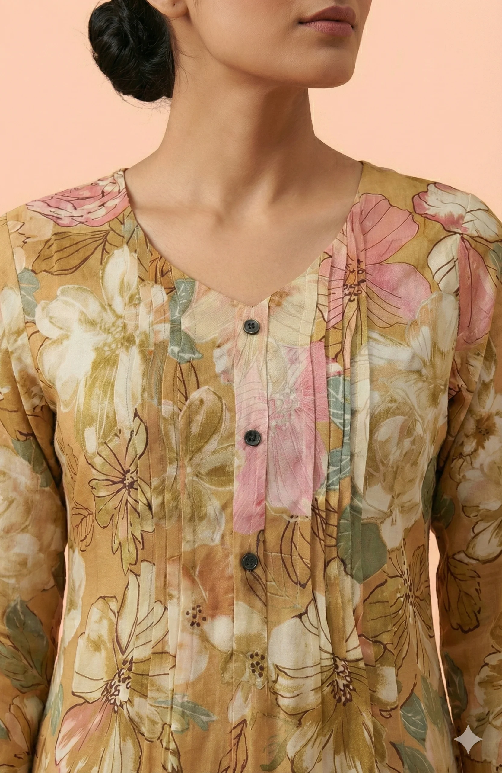Mustard Floral Printed Muslin Co-Ord Set Offering Lightweight Comfort and Chic Daily Wear Appeal - Image 2