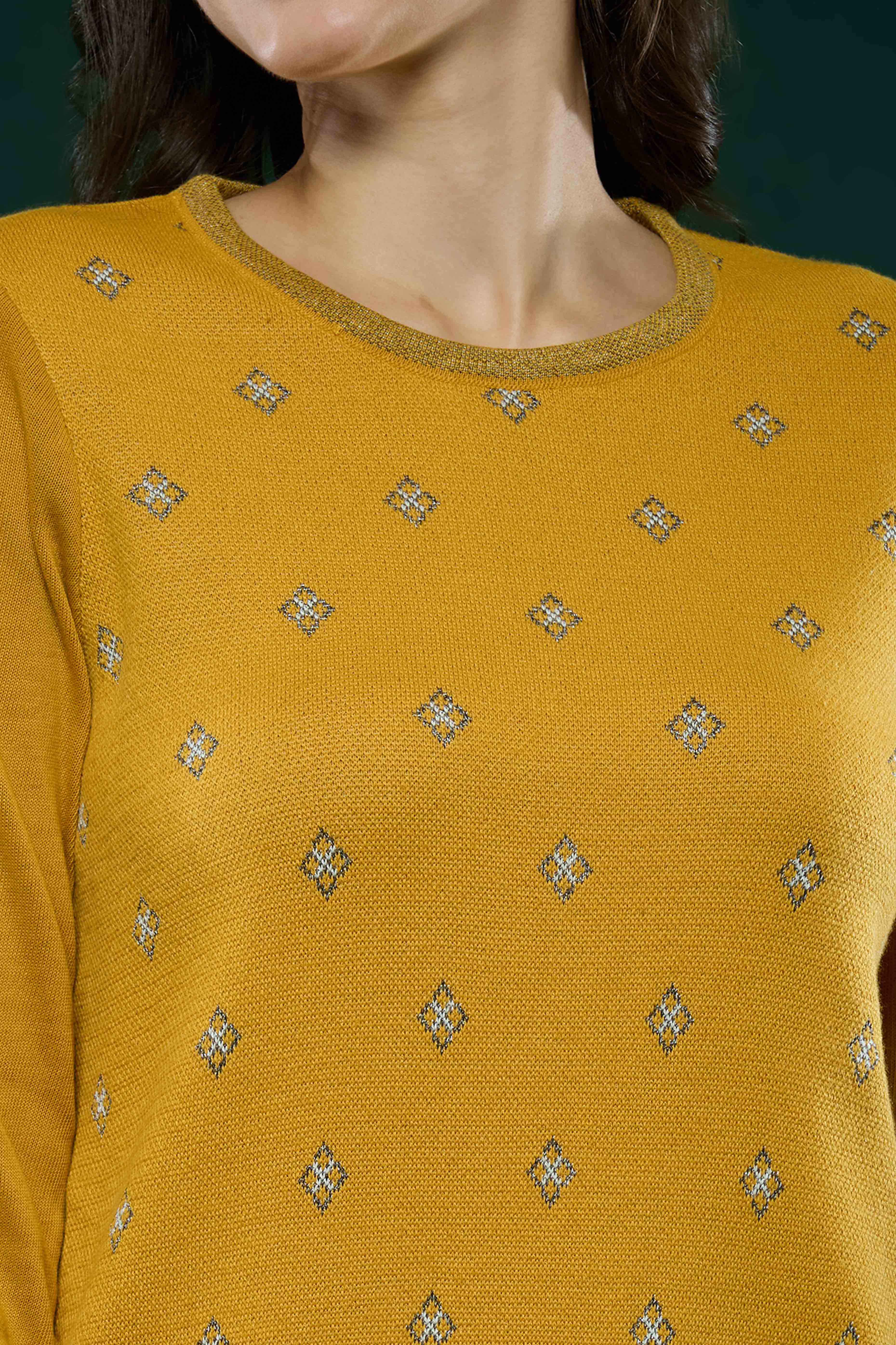 Mustard Woolen Straight Kurti - Image 2