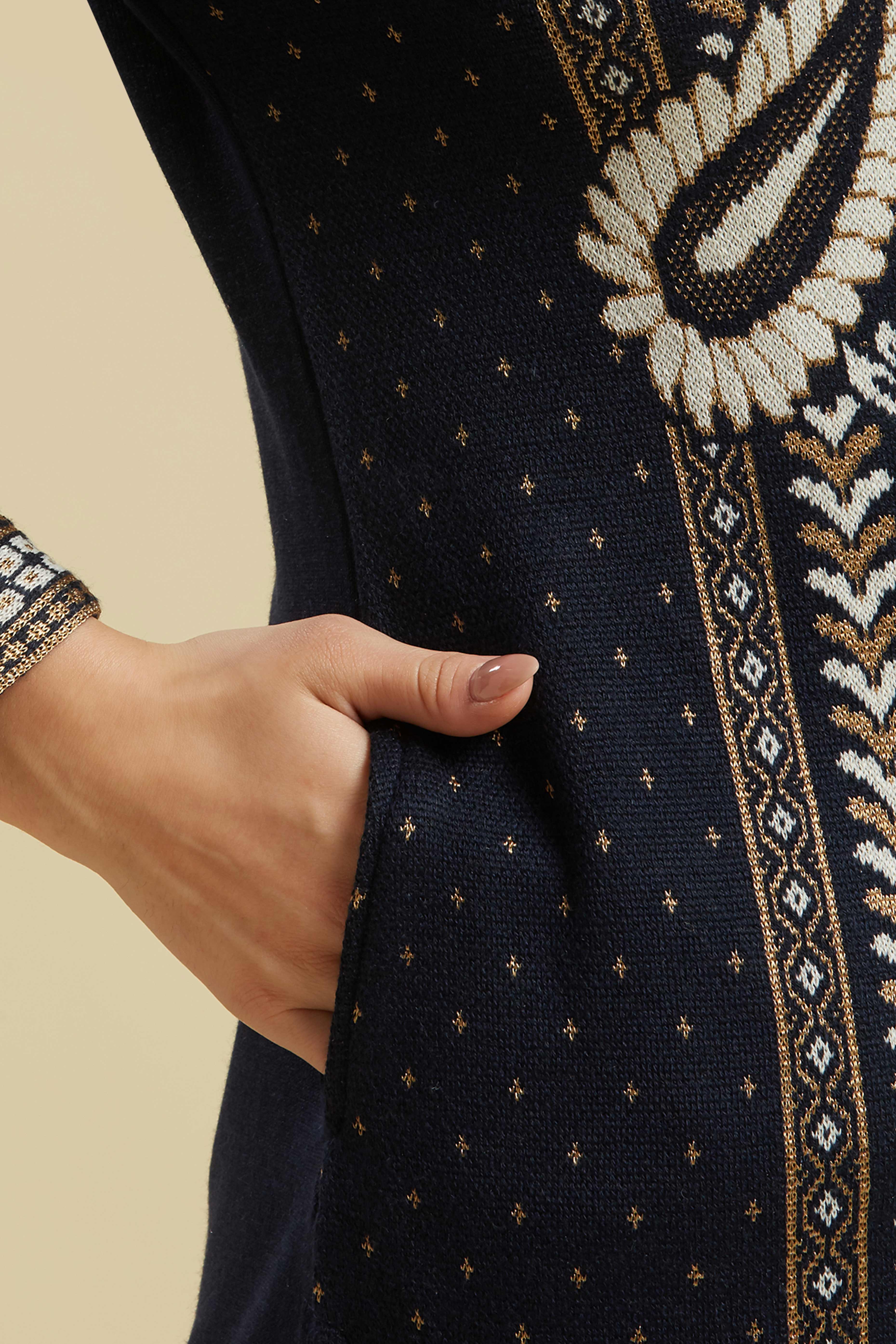Navy Blue Woolen Straight Kurti - Image 8