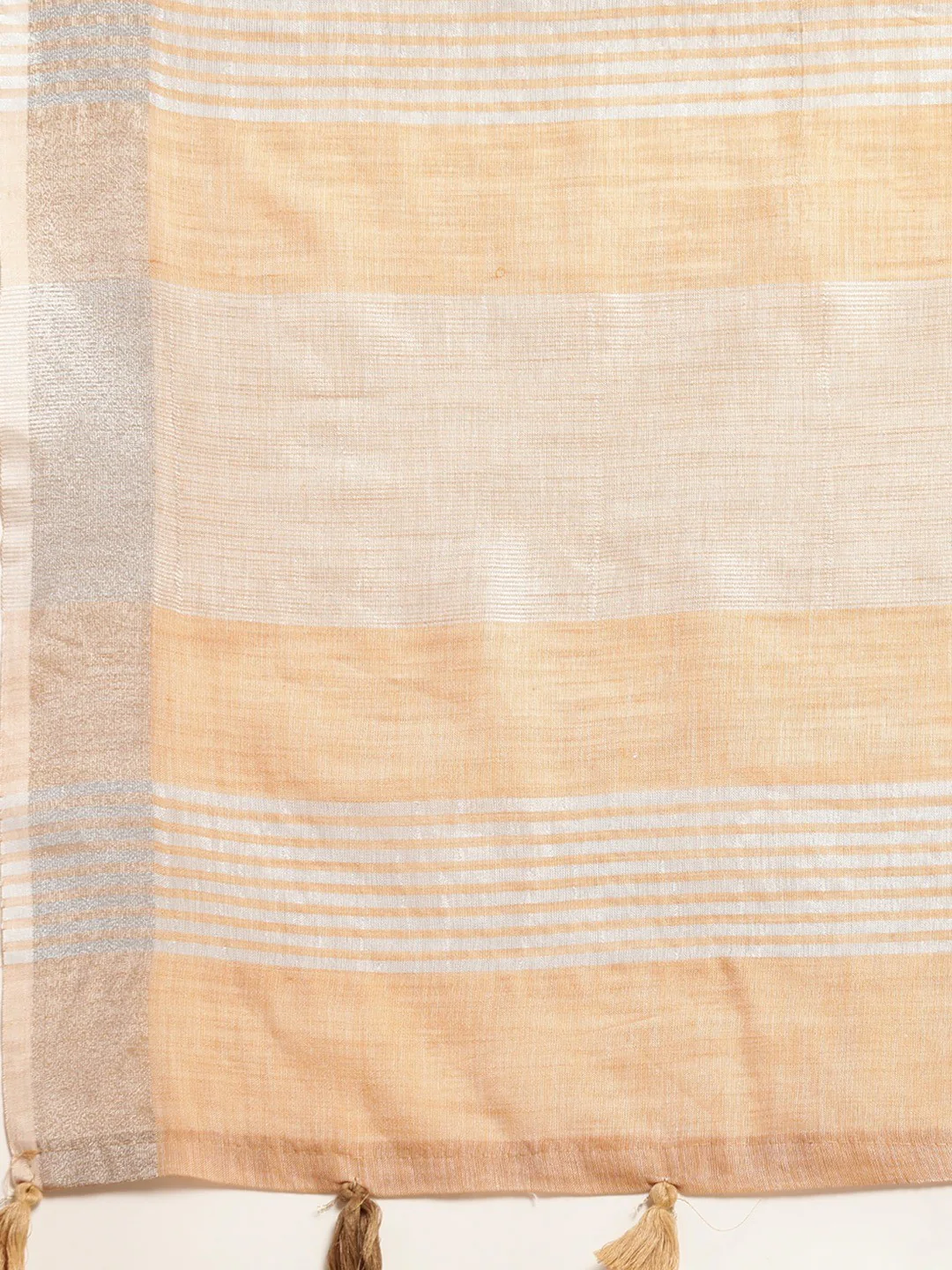 Nude Peach Linen Saree with Subtle Zari Detailing Lightweight Occasion Wear - Image 3