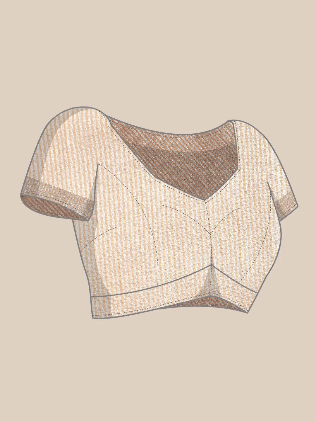 Nude Peach Linen Saree with Subtle Zari Detailing Lightweight Occasion Wear - Image 5