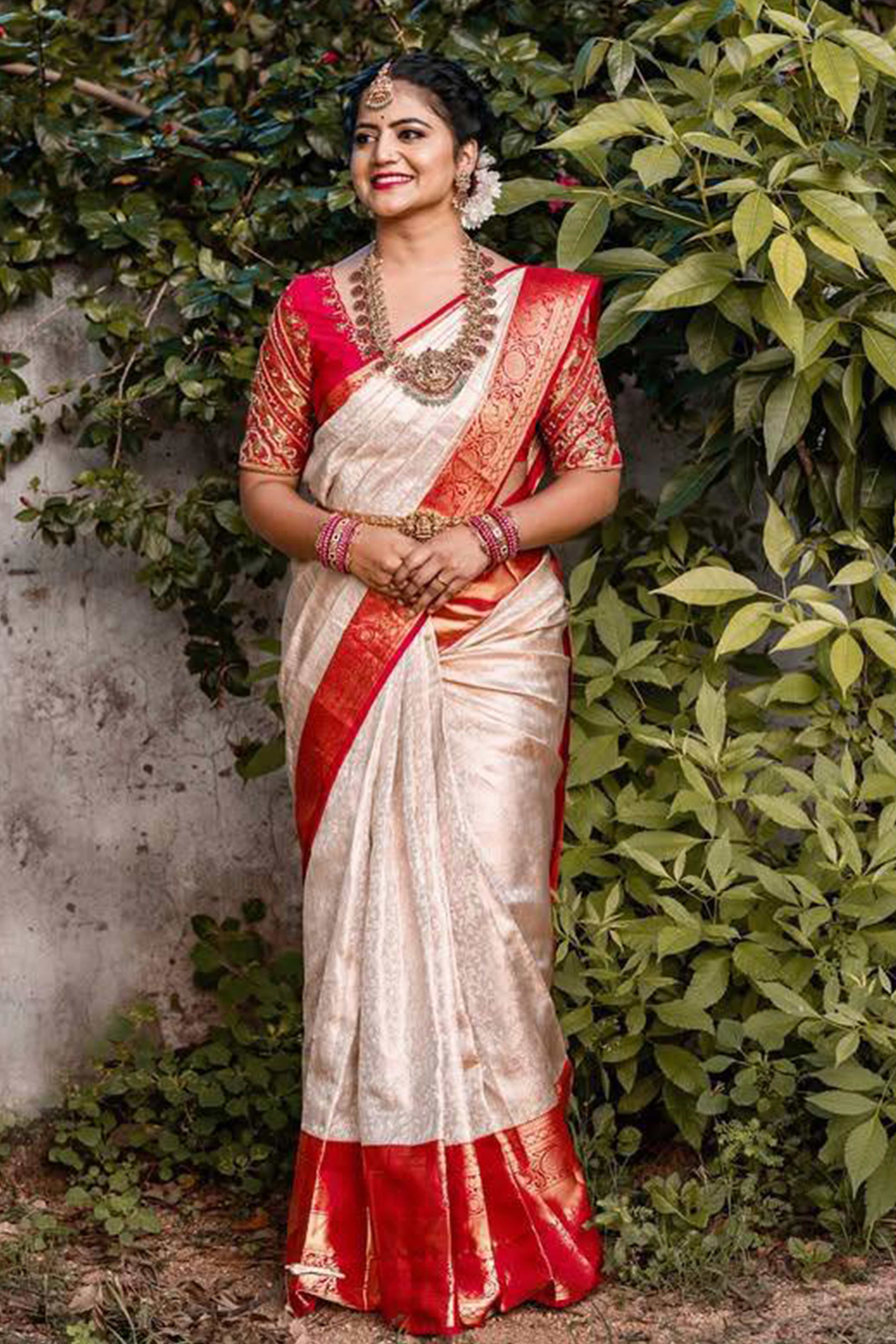 Off-White Banarasi Silk Saree With Delicate Zari Weaving For A Graceful Look - Image 4