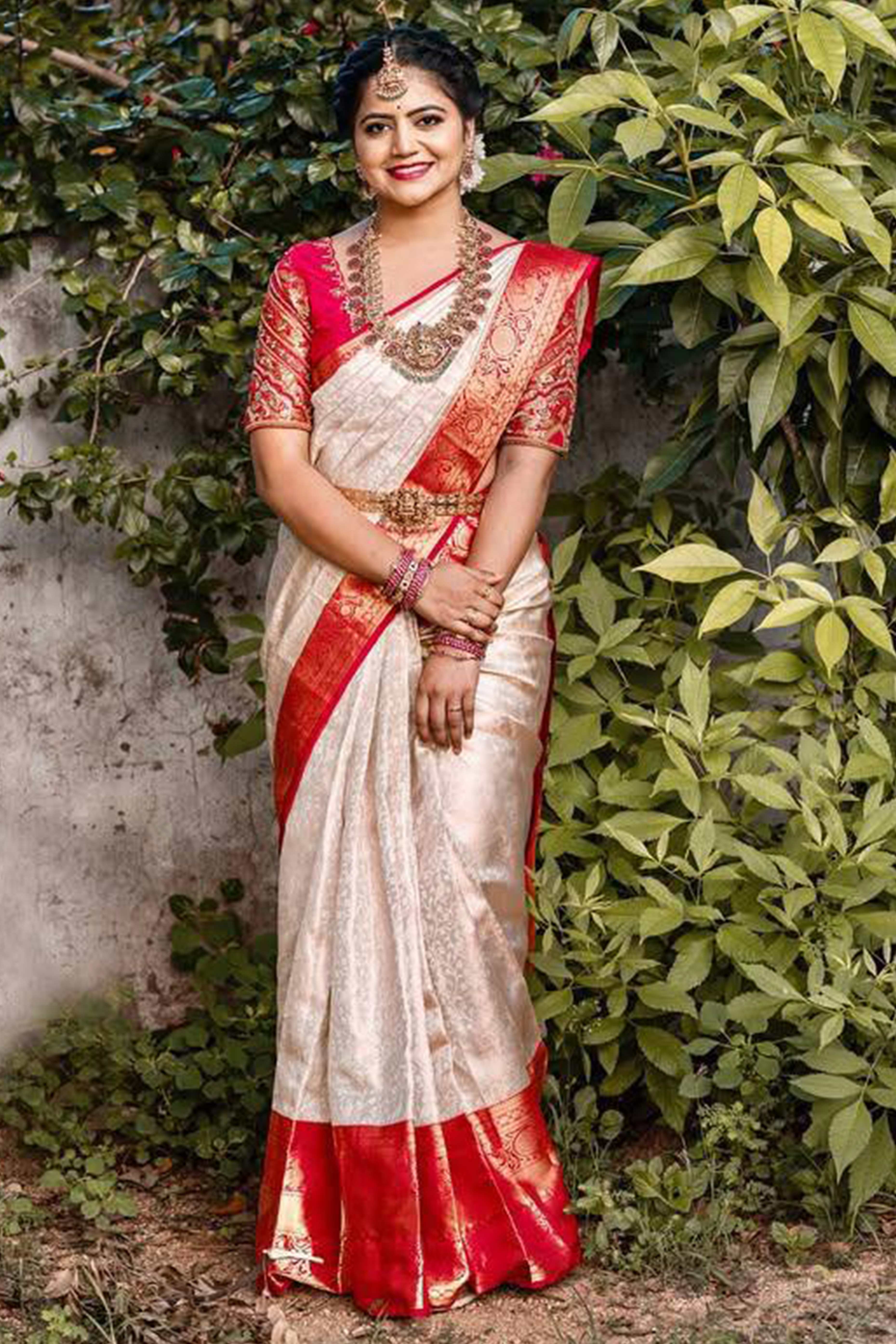 Off-White Banarasi Silk Saree With Delicate Zari Weaving For A Graceful Look - Image 5