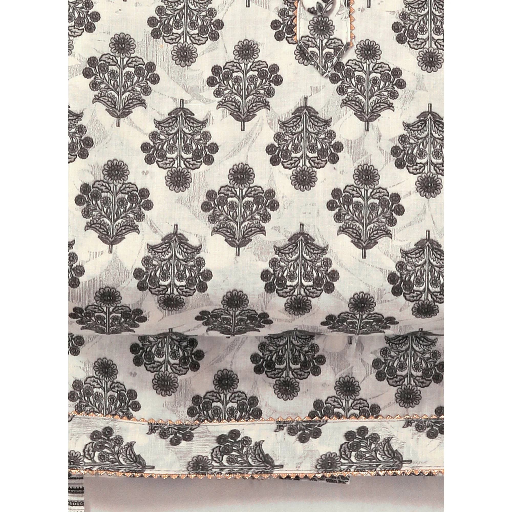 Offwhite Floral Printed With Gota Patti Work Pure Cotton Dress Material - Image 5