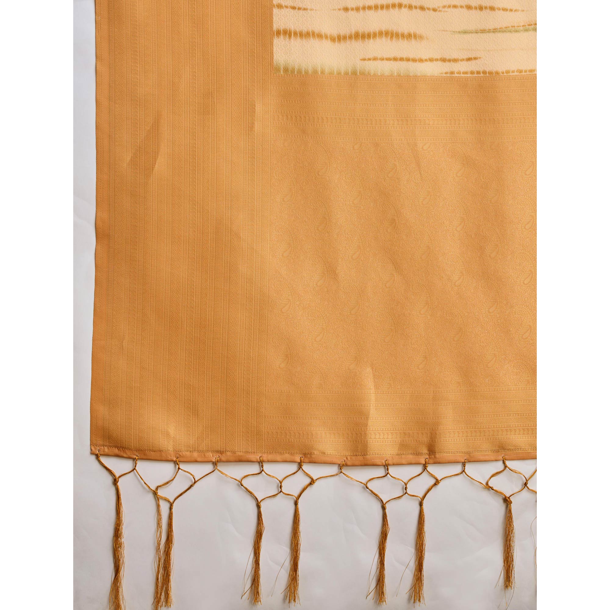 Orange Woven With Digital Printed Banarasi Silk Saree - Image 9