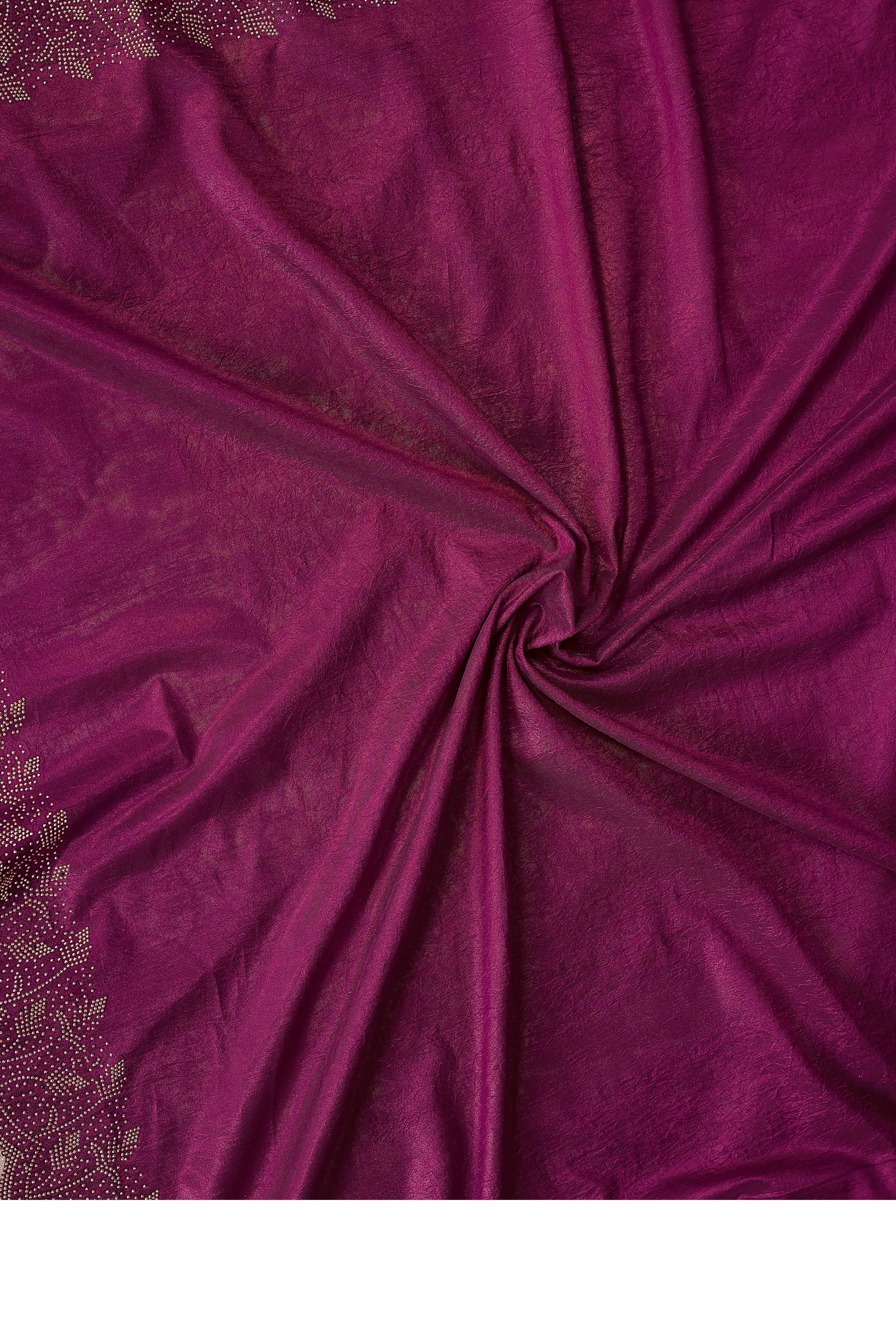 Party Ready Magenta Imported Lycra Saree with Glittering Stone Embroidery - Image 8