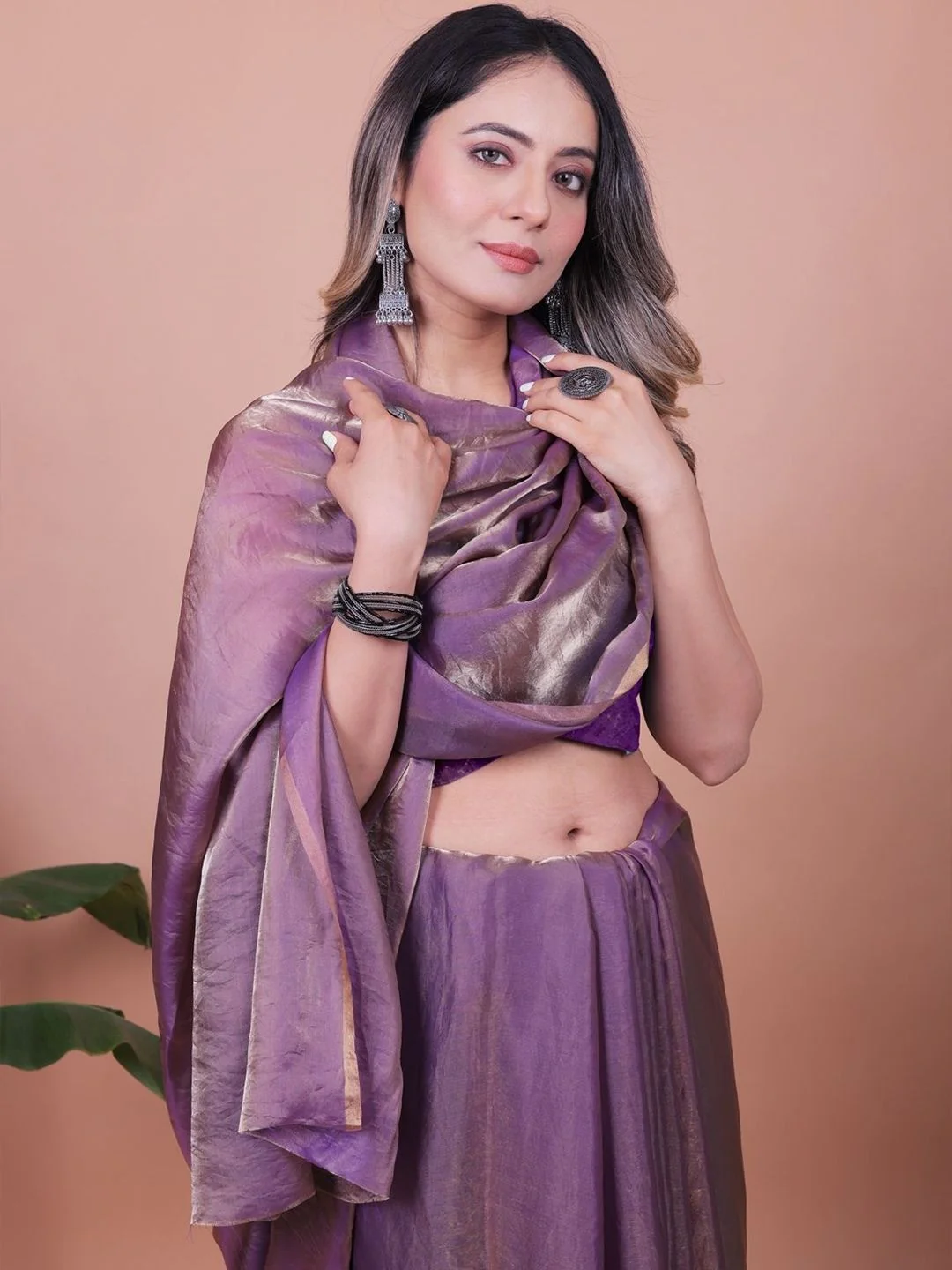 Pastel Purple Solid Chiffon Saree Perfect for Parties & Festive Occasions - Image 2