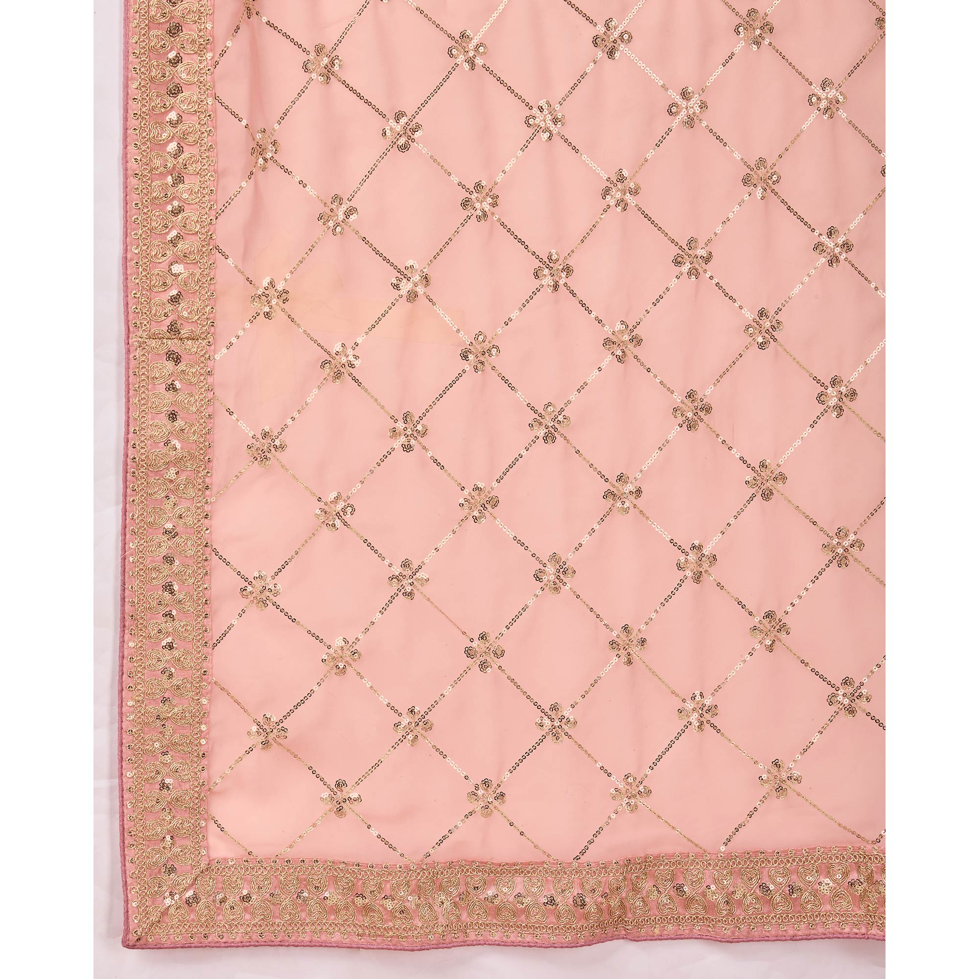Peach Sequins Embroidered Georgette Saree - Image 8