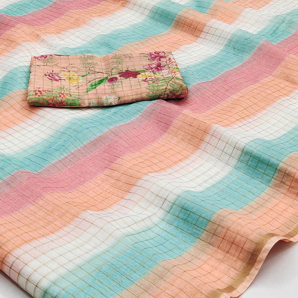 Peach Weaving Chanderi Saree - Image 2