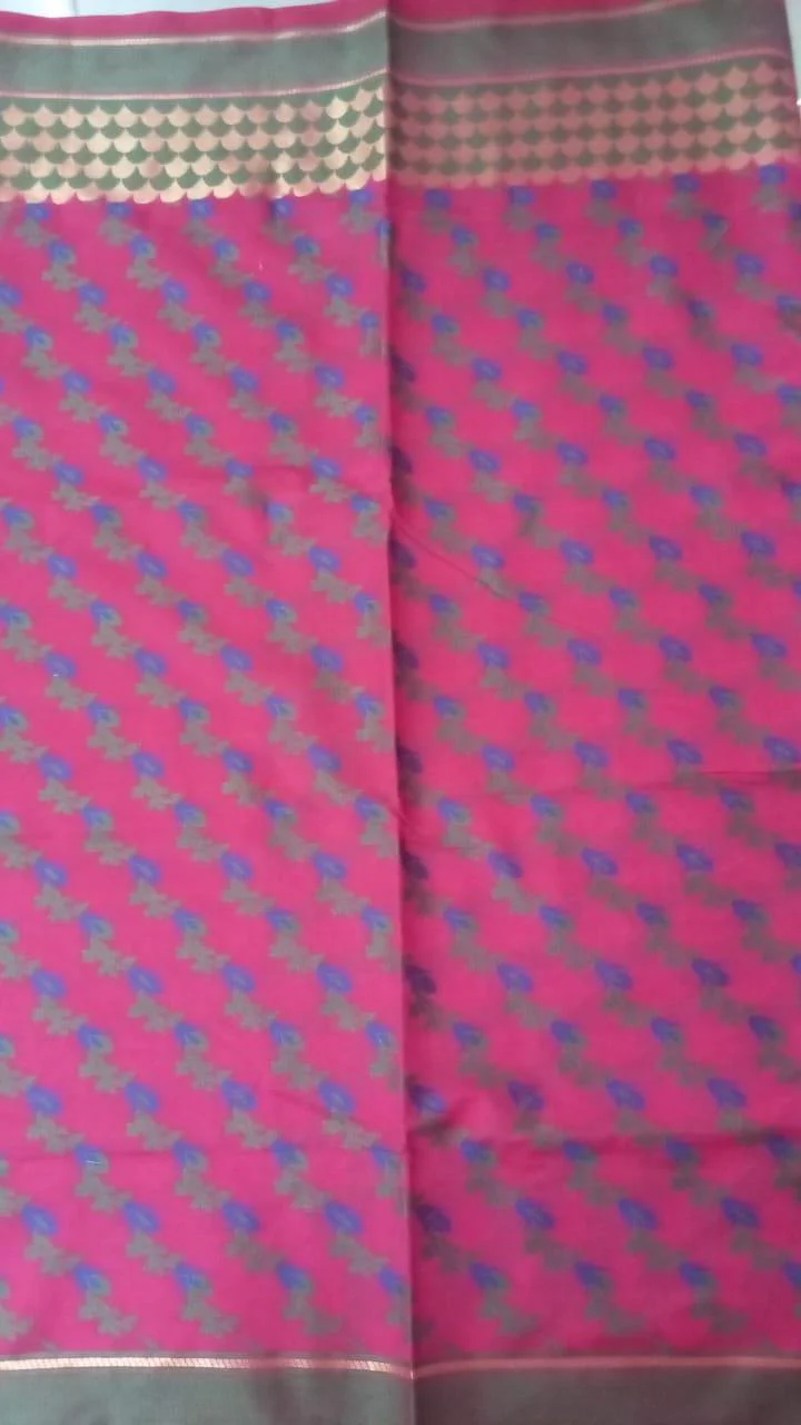 Pink Printed Banarasi Silk Saree