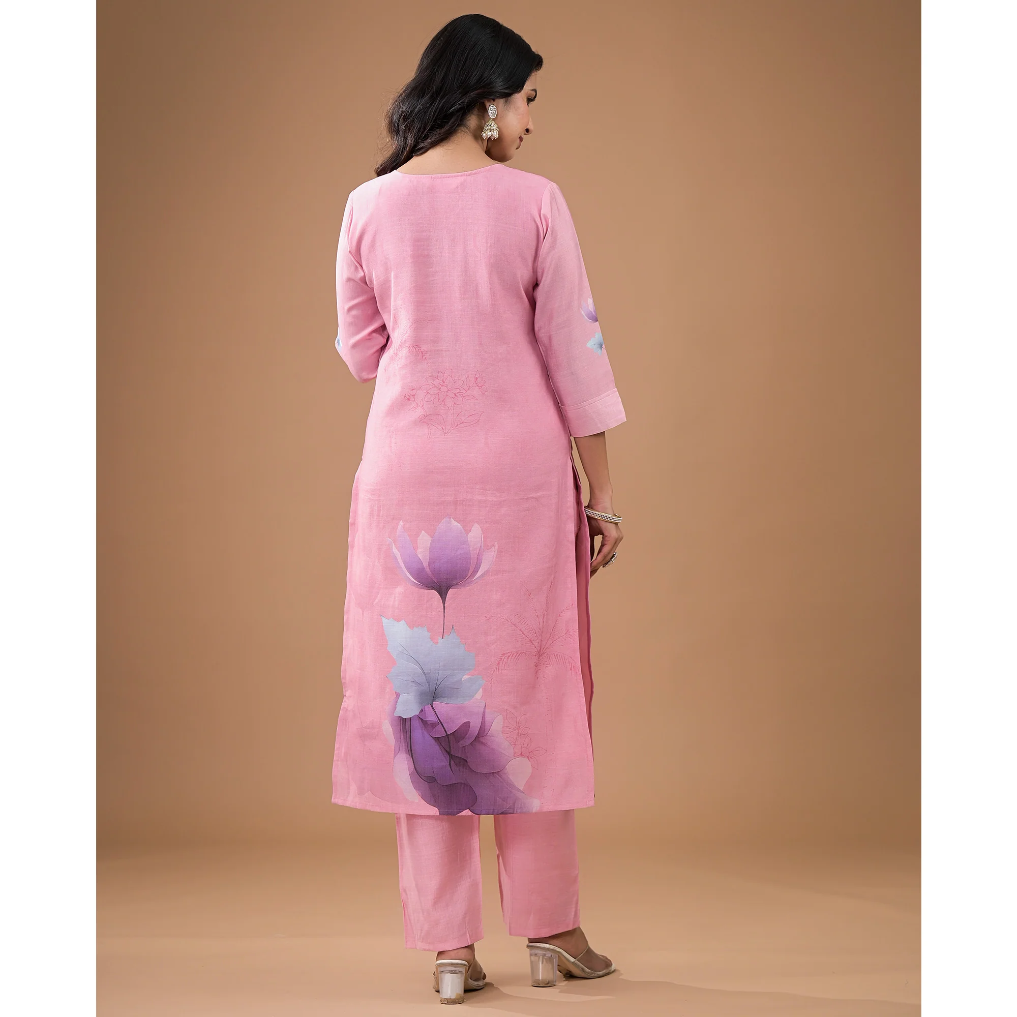 Pink Embroidered Viscose Straight Salwar Suit - Image 8