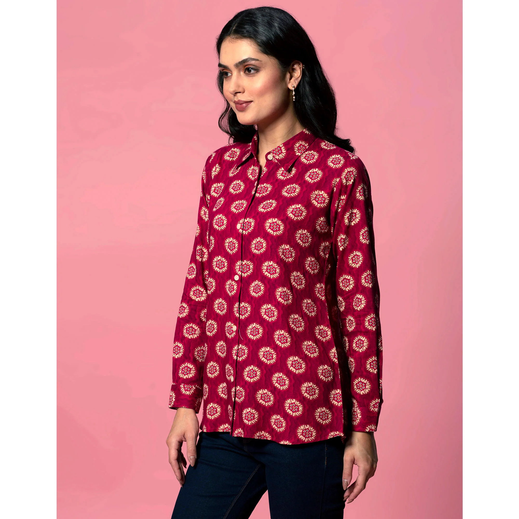 Pink Floral Printed Pure Cotton Top - Image 4