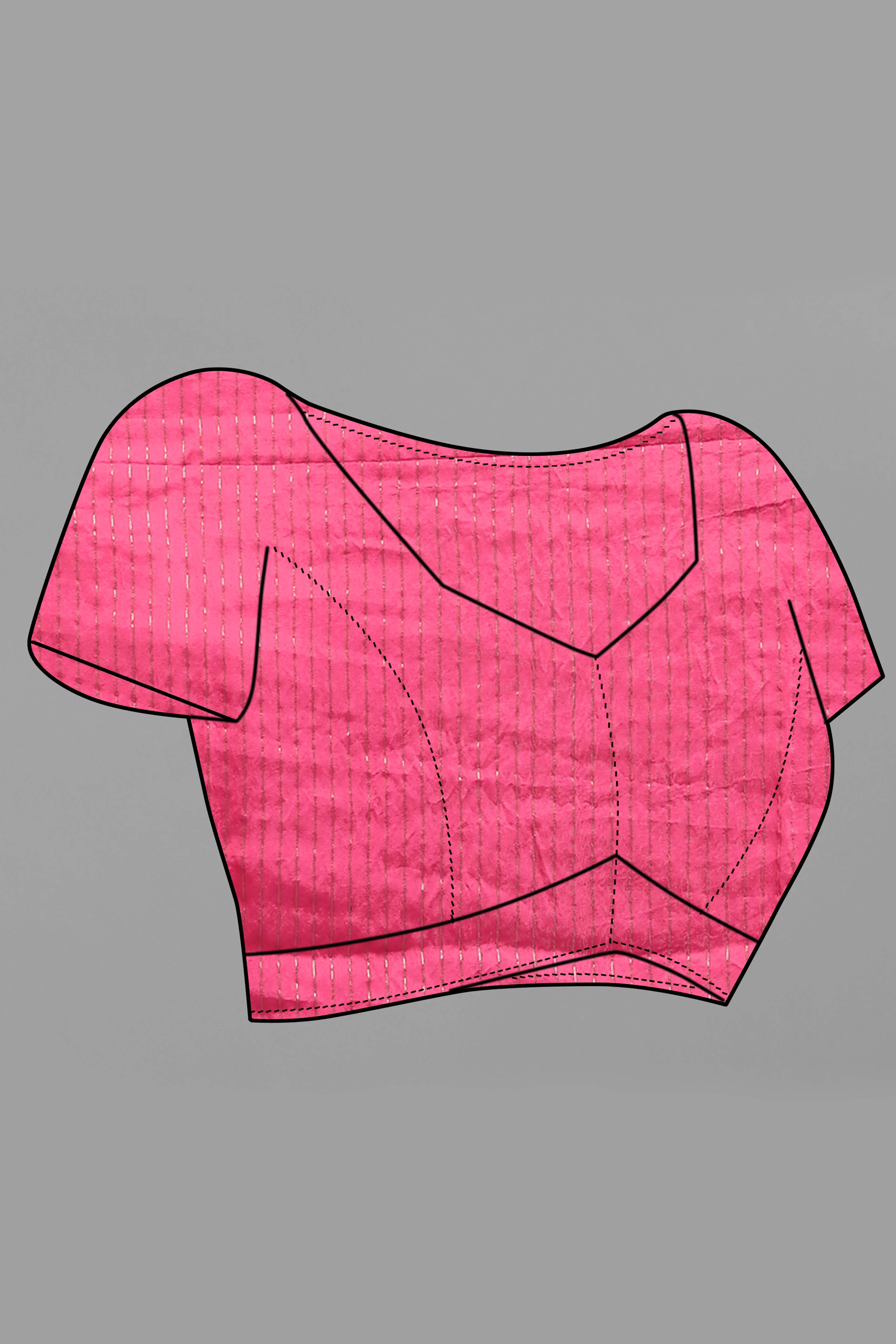 Pink Floral Printed Chanderi Cotton Silk Lagdi patta Saree - Image 7