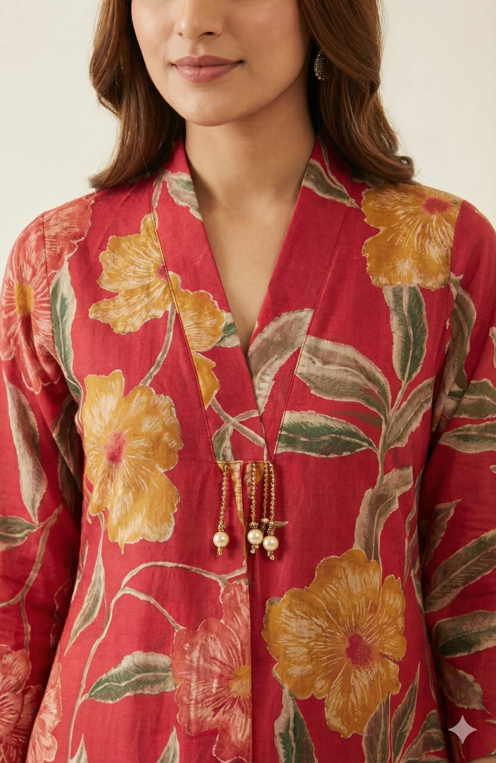 Pink Floral Printed Viscose A-Line Kurti with Comfortable and Flowy Fit - Image 4