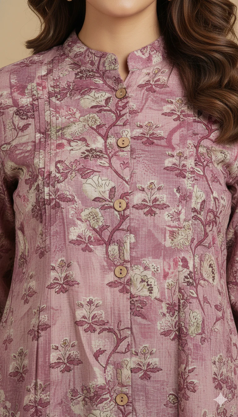 Pink Lightweight Rayon Straight Office Top with Elegant Floral Patterns - Image 2
