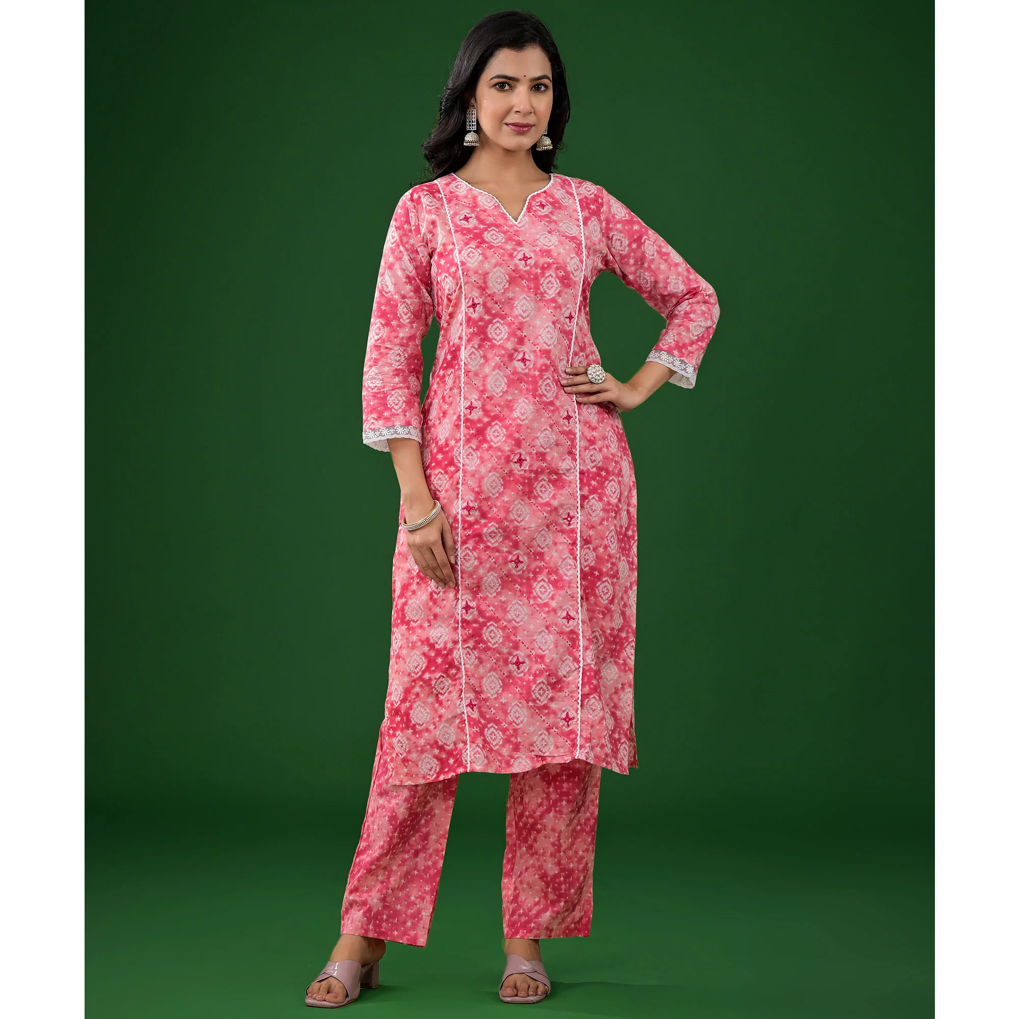Pink Printed Pure Cotton Straight Salwar Suit - Image 5