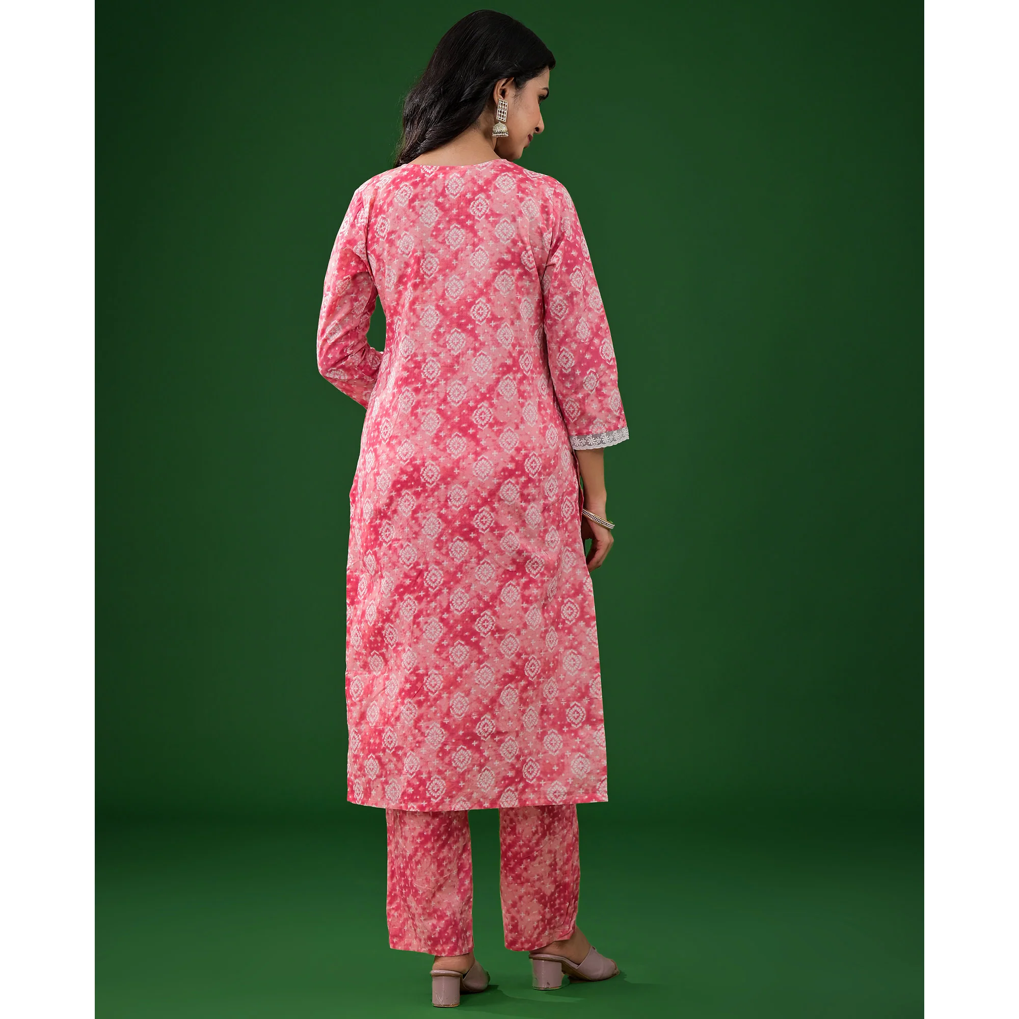 Pink Printed Pure Cotton Straight Salwar Suit - Image 8