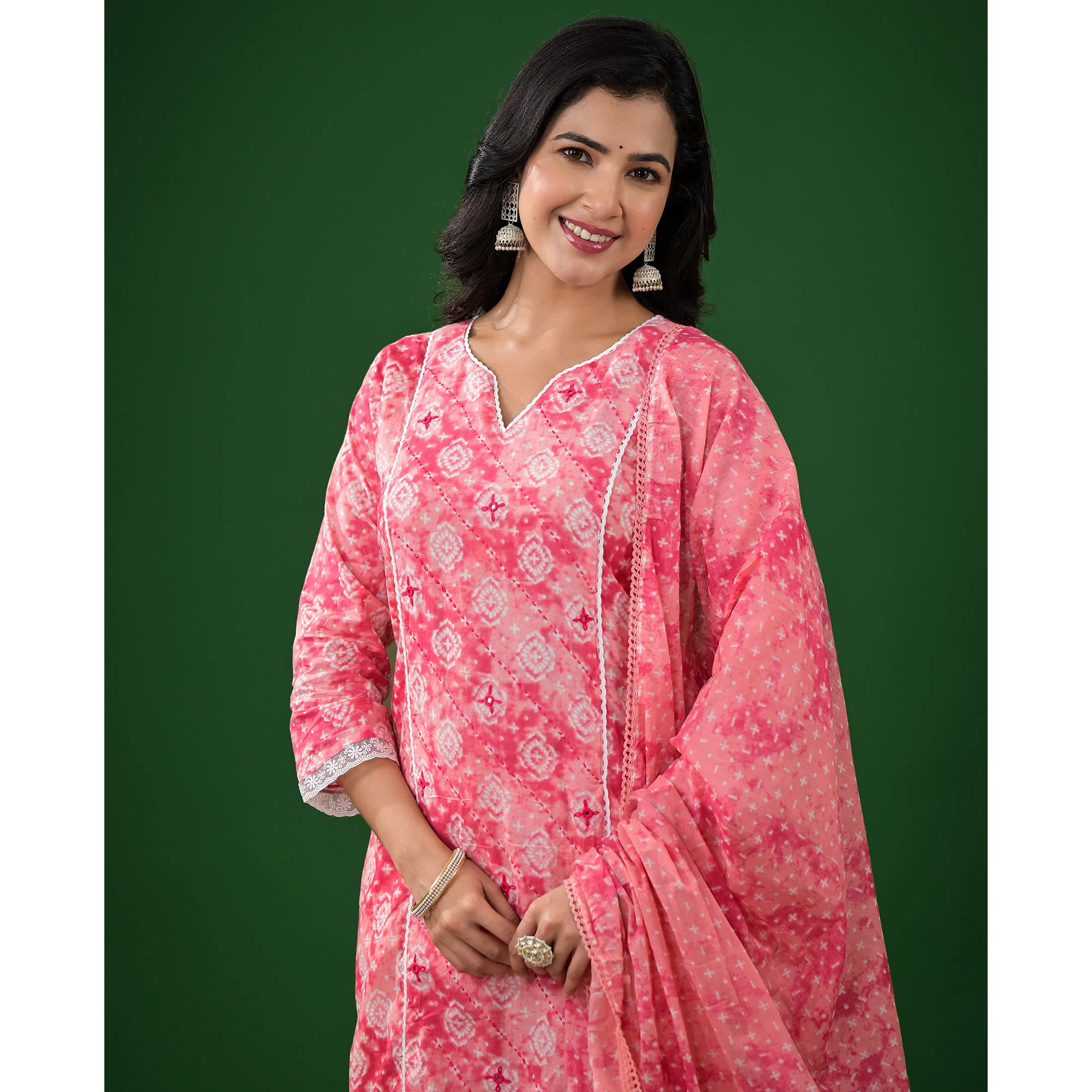 Pink Printed Pure Cotton Straight Salwar Suit - Image 9